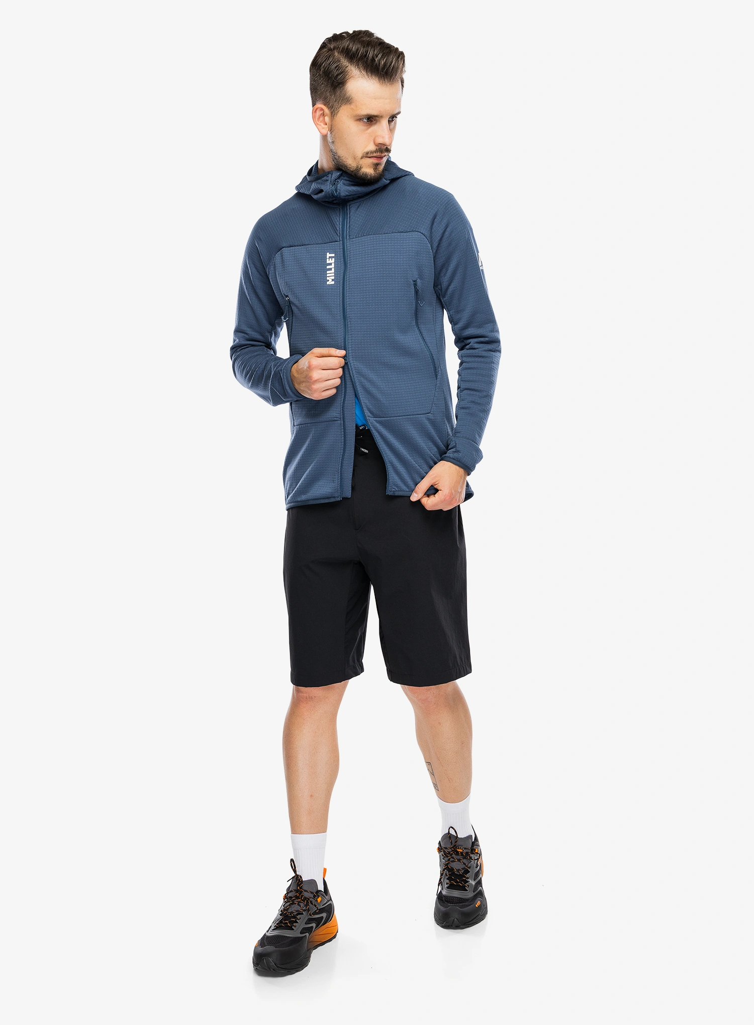 Džemperis su užtrauktuku Millet Fusion Grid Hoodie - dark denim
