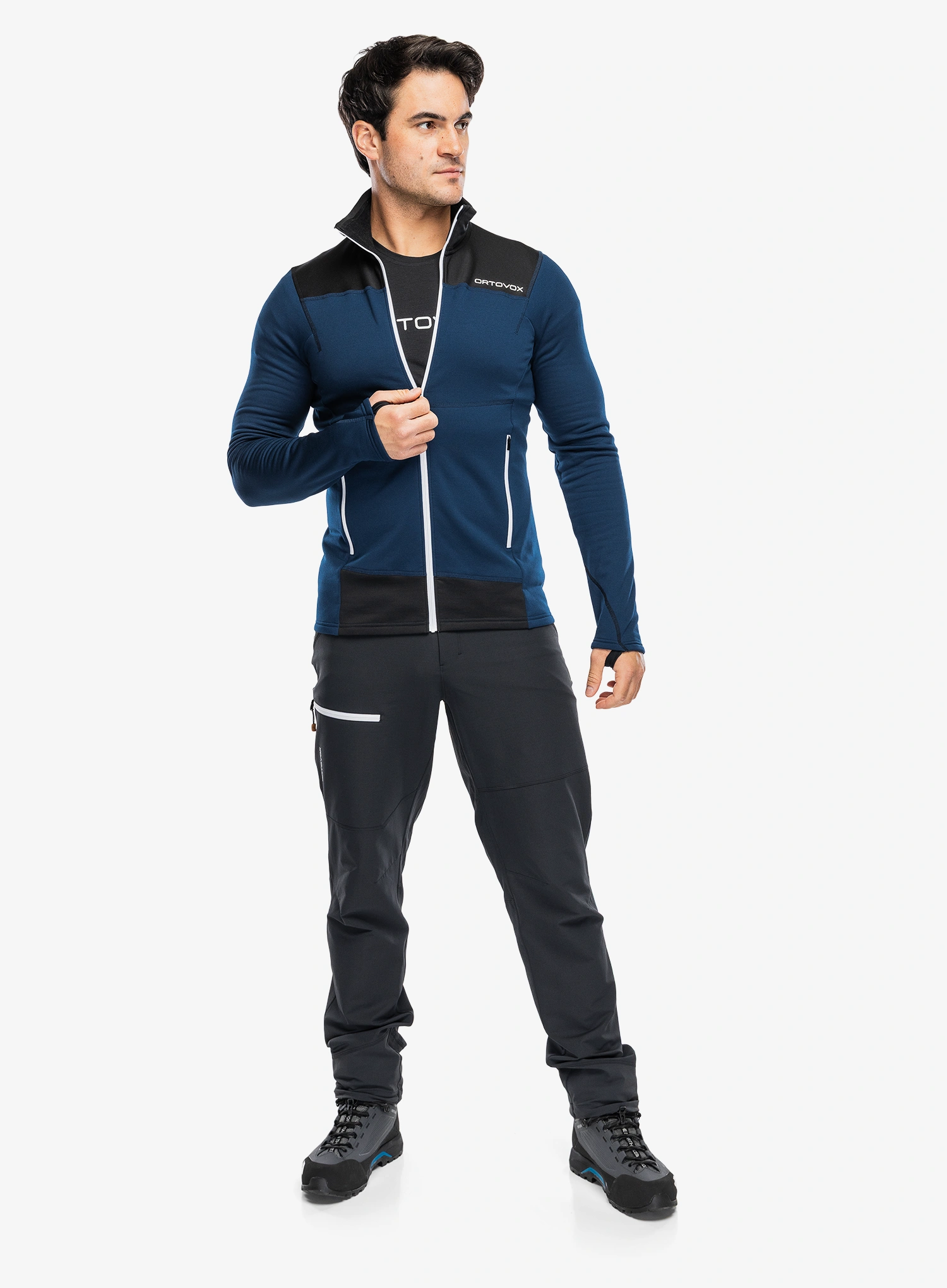Džemperis su užtrauktuku Ortovox Fleece Light Jacket - deep ocean