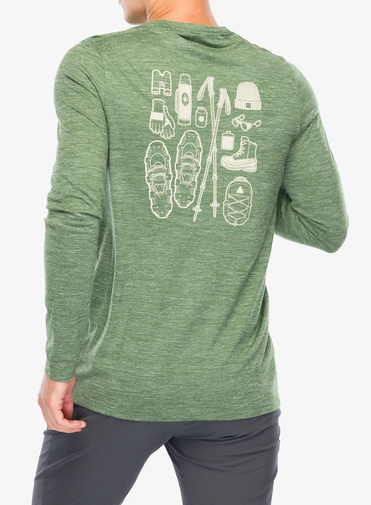 Džemperis Smartwool Merino Hemp Blend Gear Up Long Sleeve Graphic Tee - fern green heather