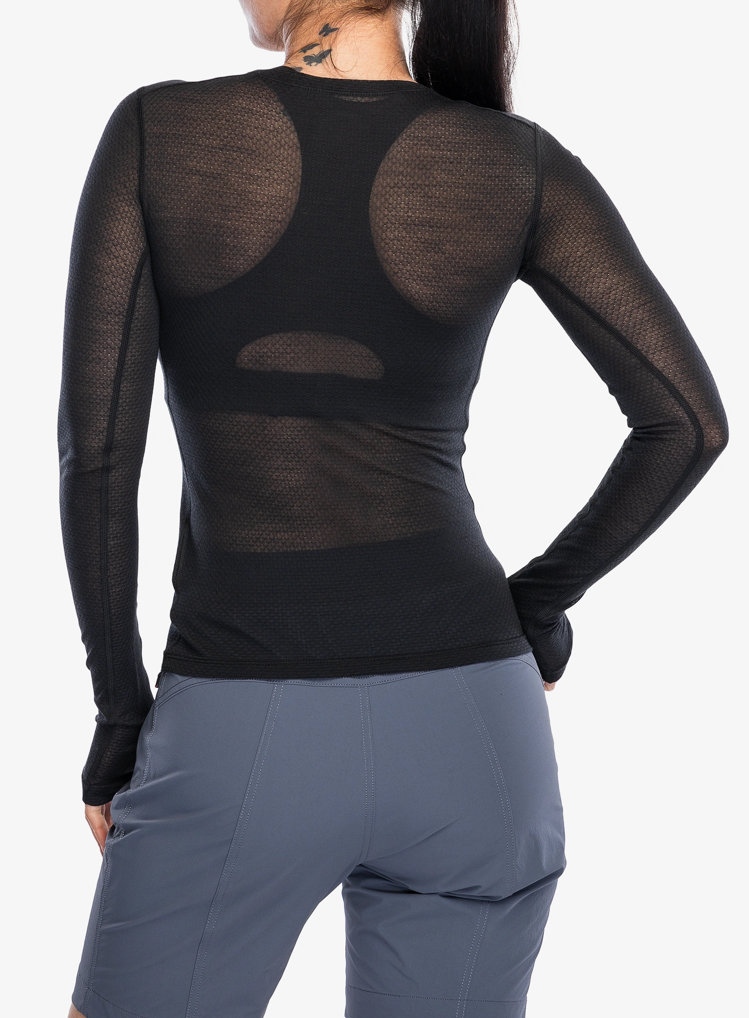 Moteriškas termoaktyvus džemperis Icebreaker Merino Blend 75 Cool-Lite Featherlight LS Crewe - black
