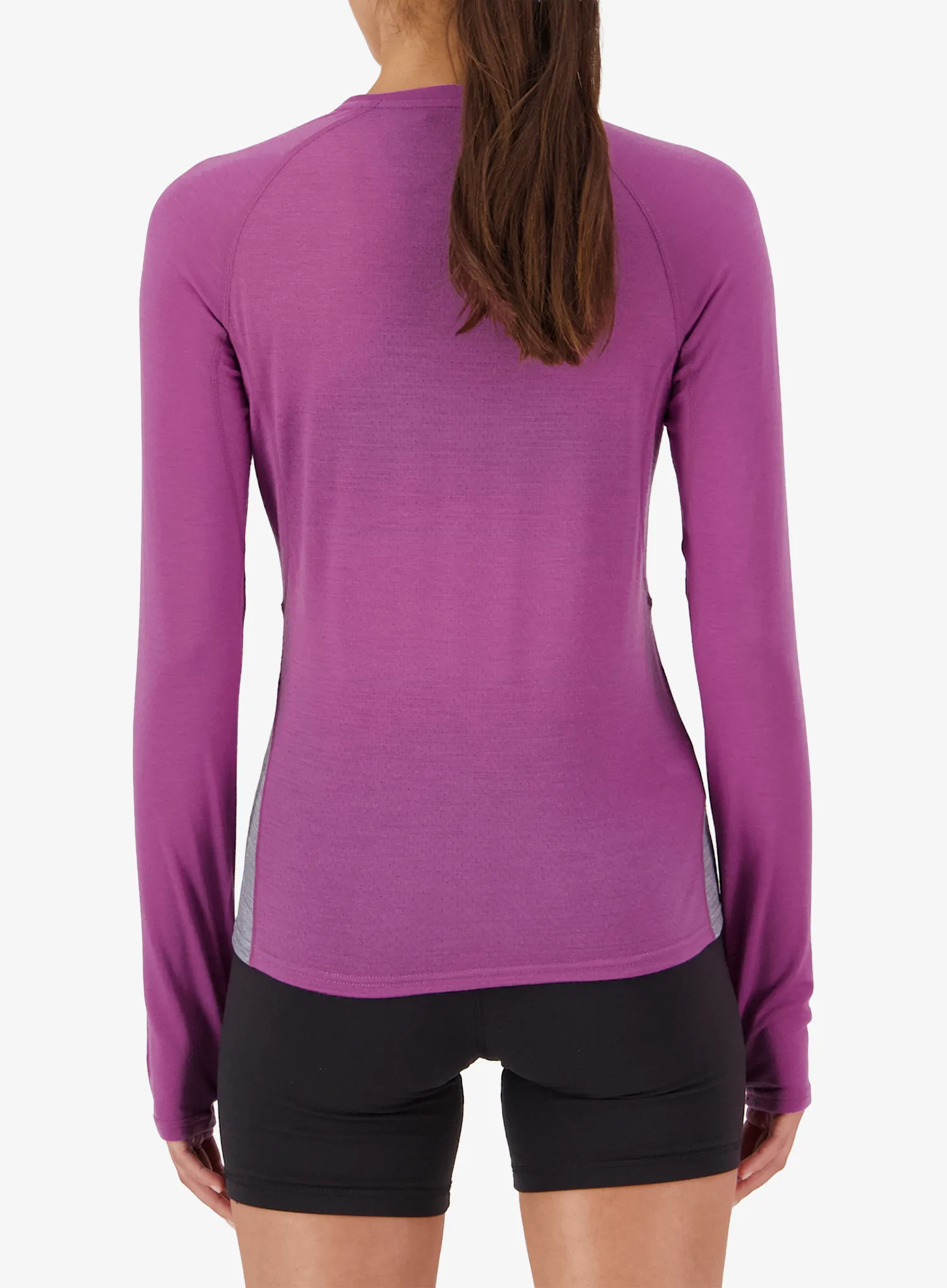 Moteriškas termoaktyvus džemperis Mons Royale Bella Merino Long Sleeve - purple bolt/grey heather