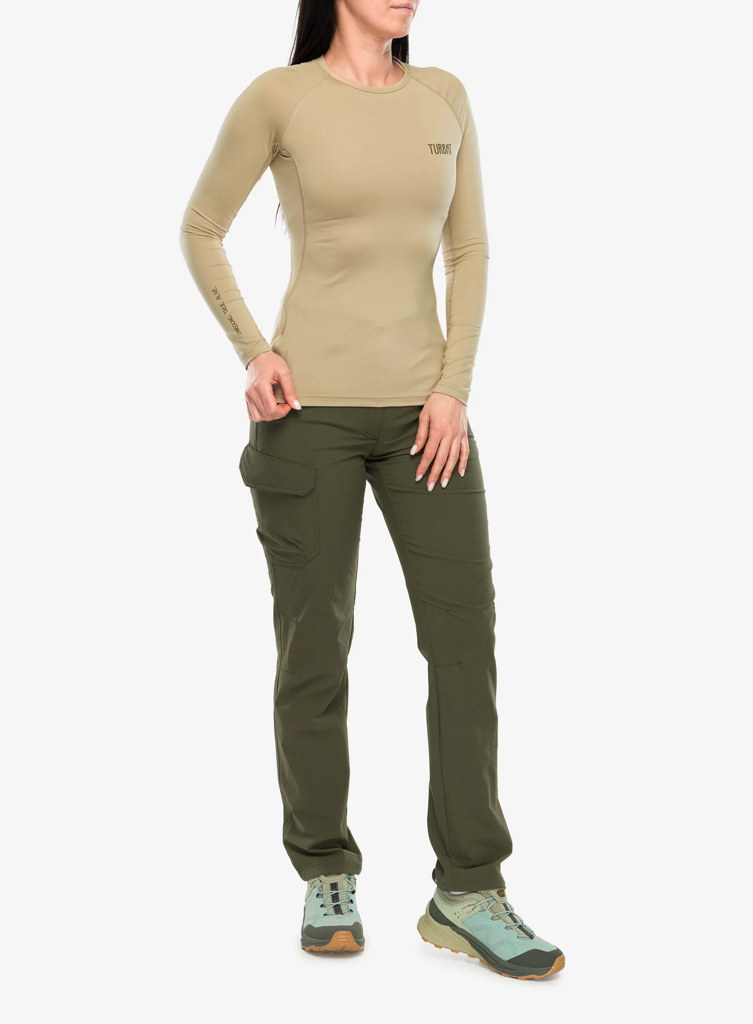 Moteriškas termoaktyvus džemperis Turbat Hike Lite LS Thermo T-Shirt - cornstalk sand