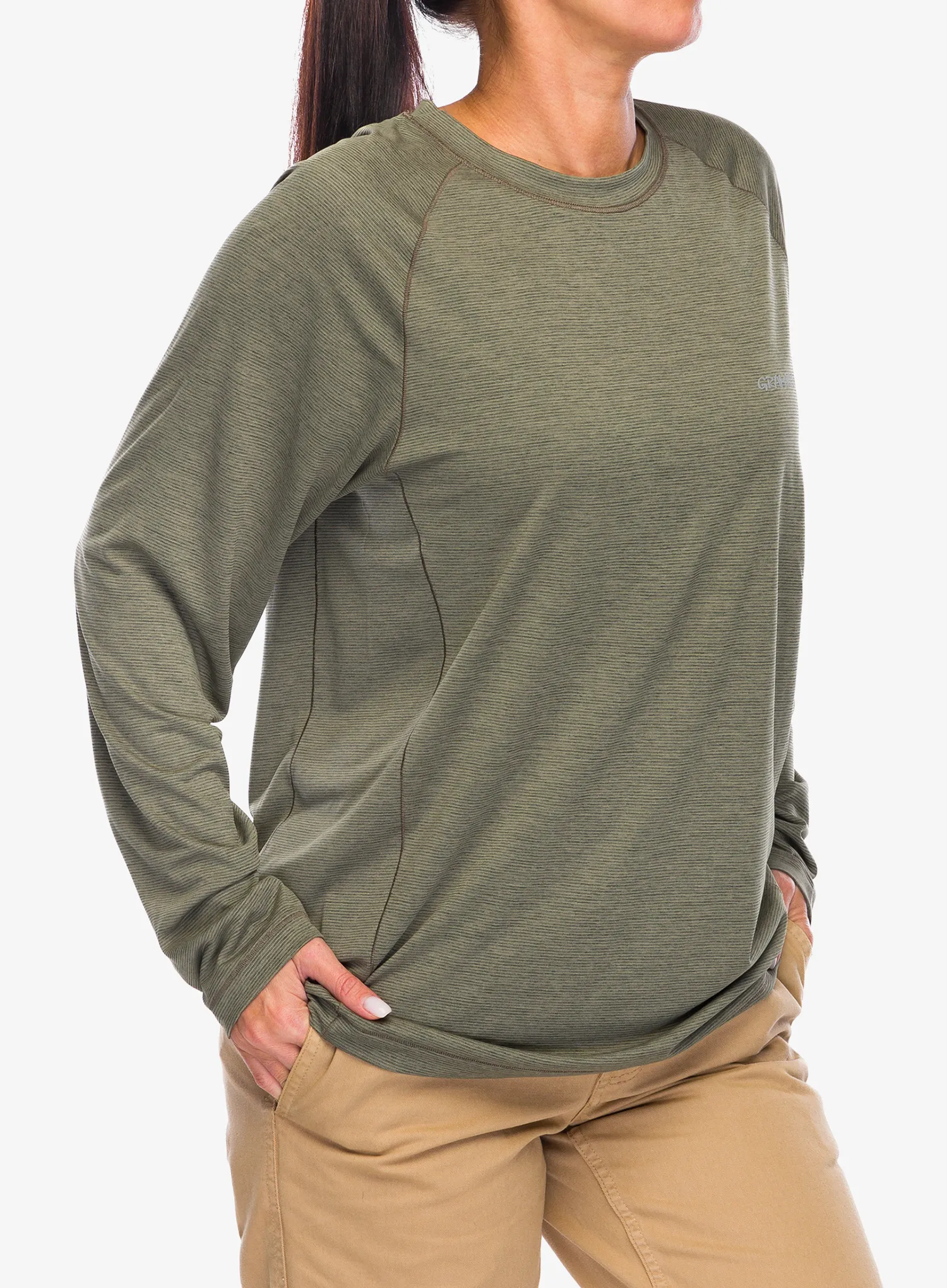 Termoaktyvus džemperis Gramicci Winter Thermal LS Crew - olive heather