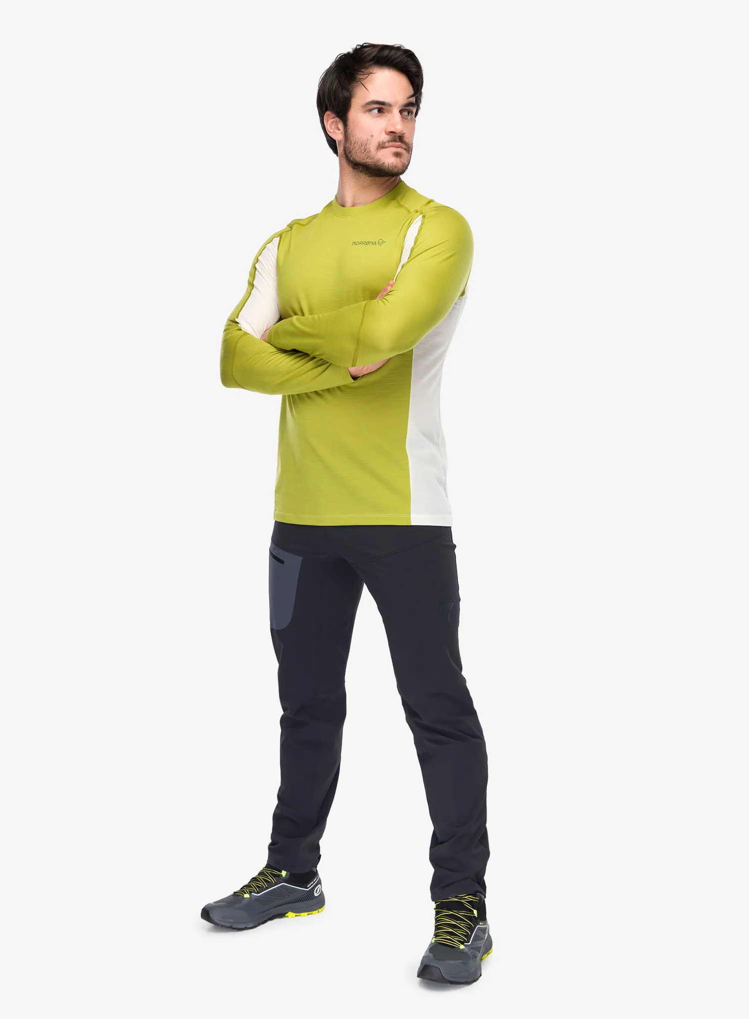 Termoaktyvus džemperis Norrona Falketind EqualiserUll Long Sleeve - golden lime/whisper white