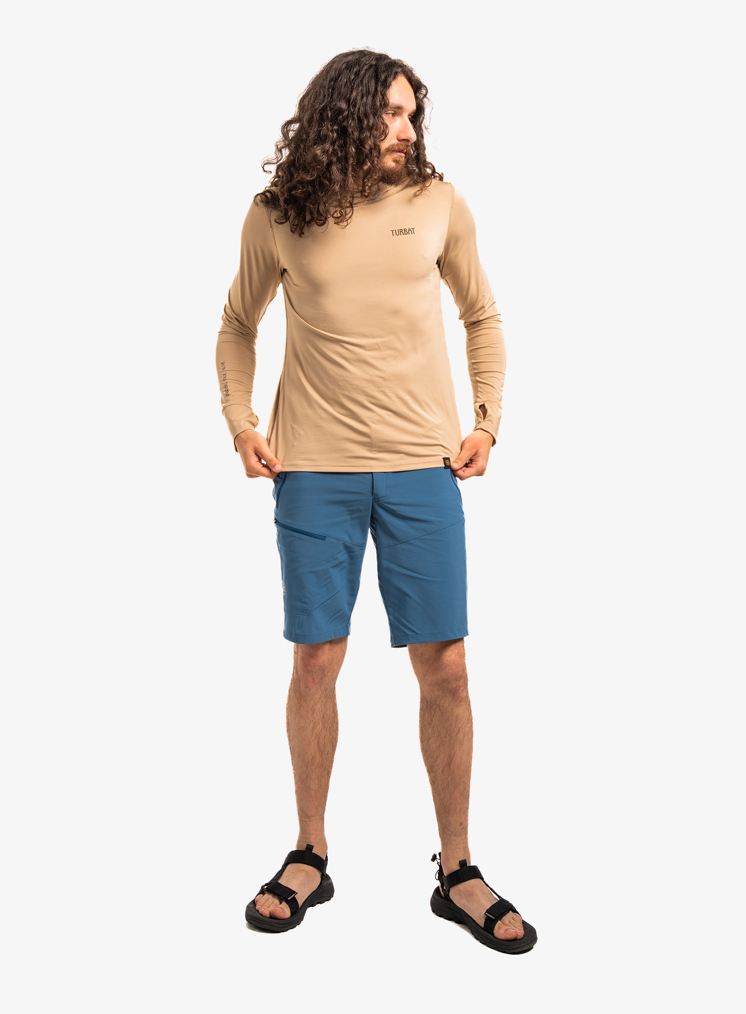Termoaktyvus džemperis Turbat Hike Lite LS Hood Thermo T-Shirt - cornstalk sand