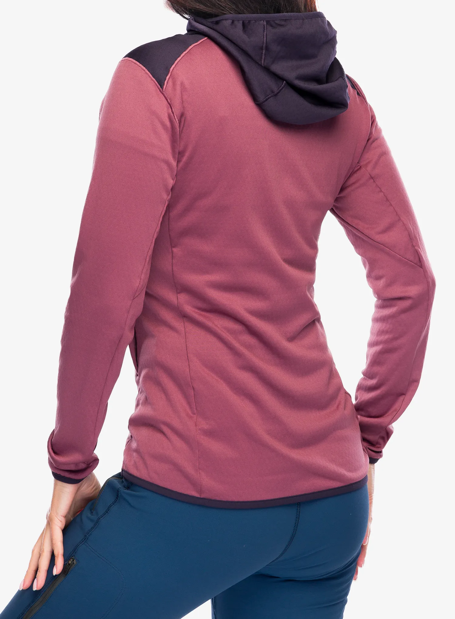 Džemperis moterims adidas TERREX Xperior Light Fleece Hooded Jacket - quiet crimson/aurora black