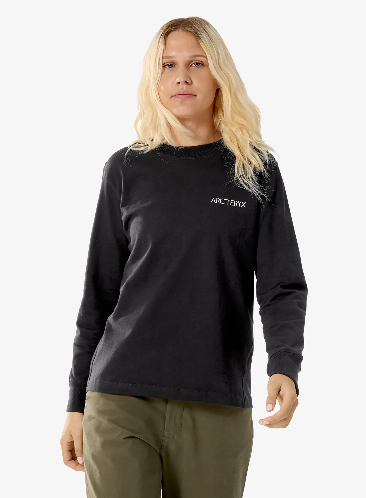 Moteriškas laipiojimo džemperis Arcteryx Kragg Cotton Bird Crew LS - black/white
