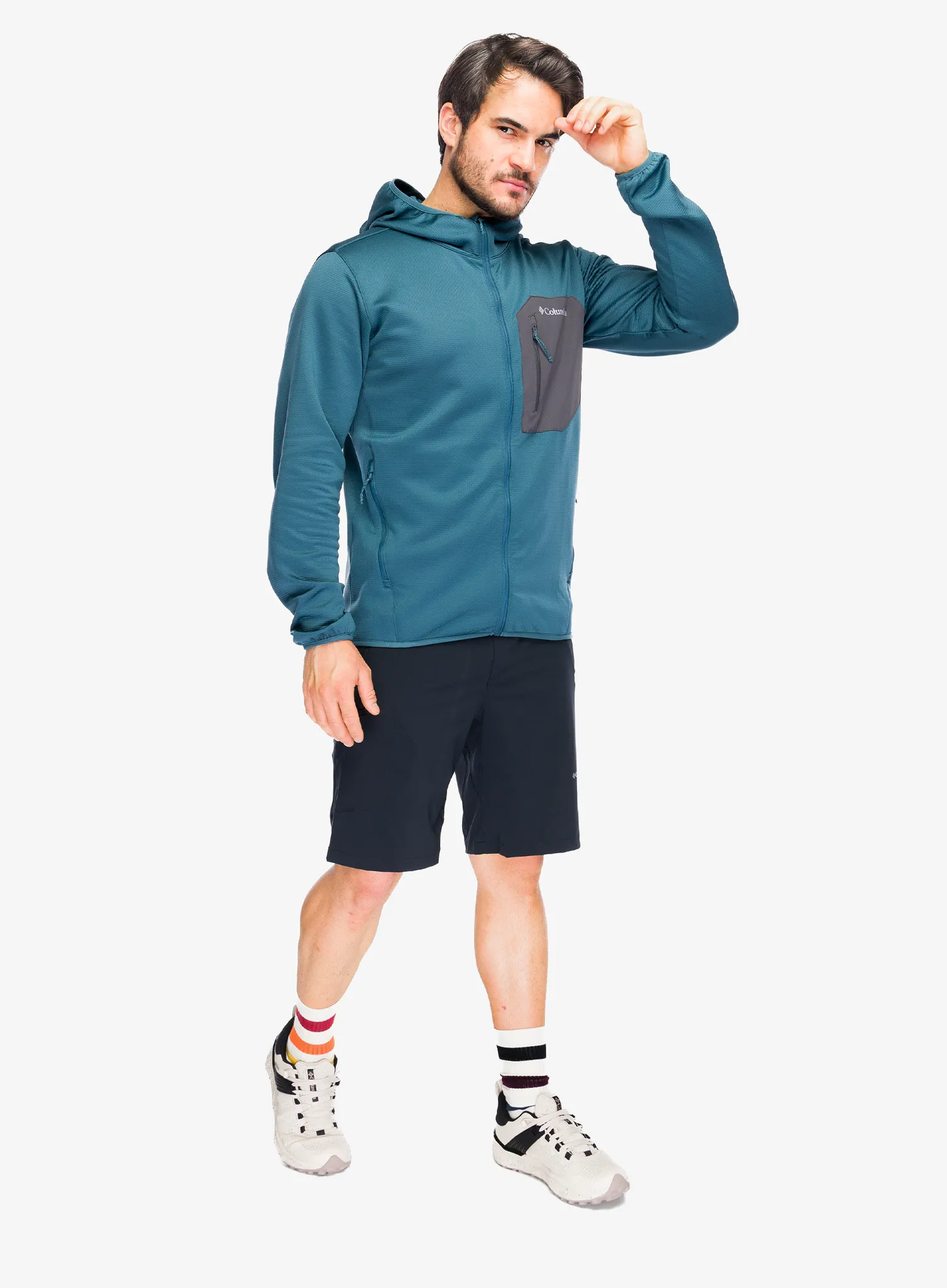 Džemperis su gobtuvu Columbia Tall Heights Hdd Grid Fleece Full Zip - everblue/shark