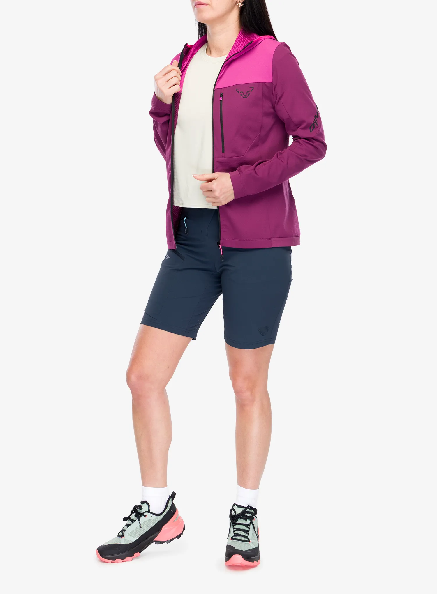 Džemperis su gobtuvu moteriškas Dynafit Traverse Thermal Hooded Jacket - magenta