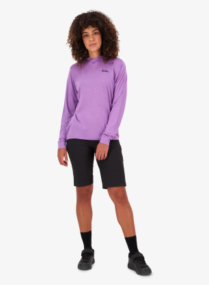 Džemperis su gobtuvu moteriškas Mons Royale Pivot Merino Long Sleeve Hood - bloom