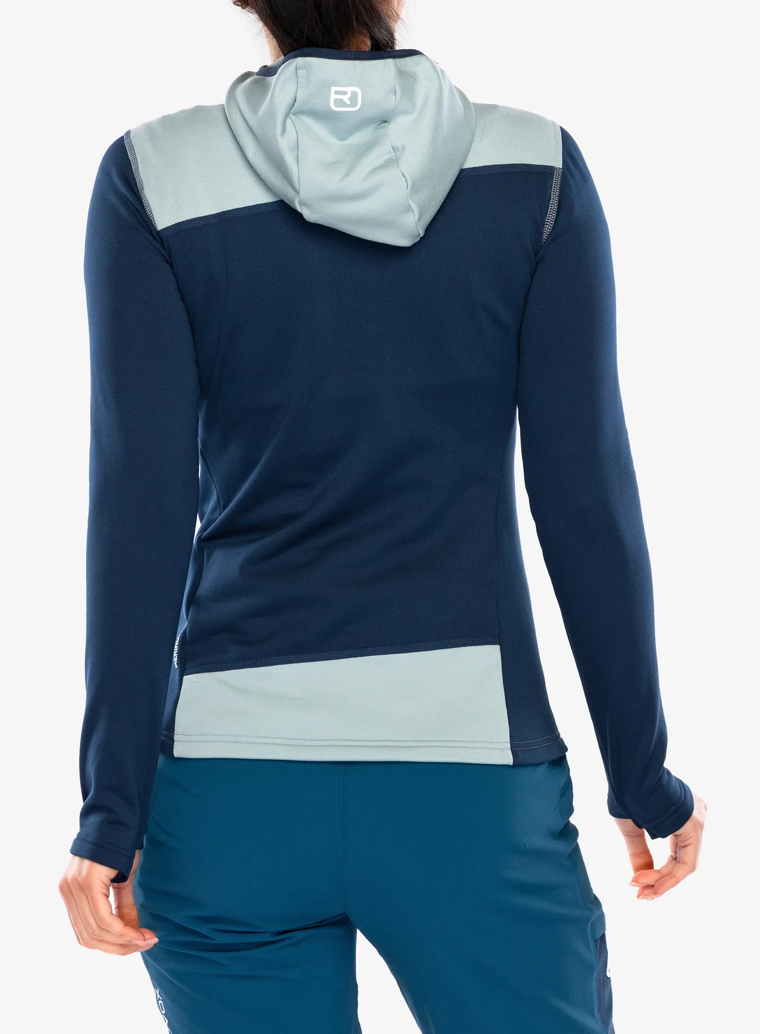 Džemperis su gobtuvu moteriškas Ortovox Fleece Light Hoody - deep ocean