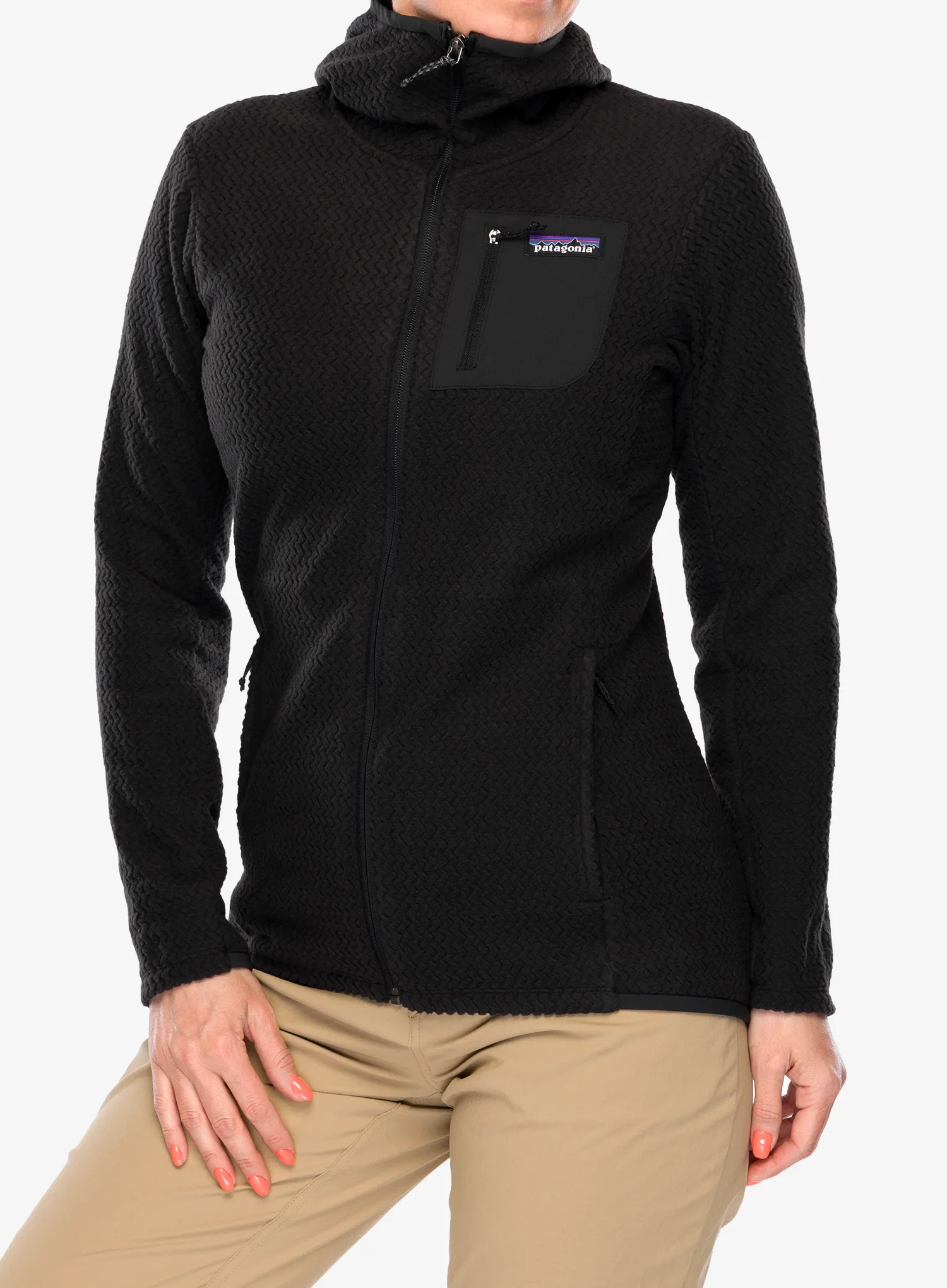 Džemperis su gobtuvu moteriškas Patagonia R1 Air Full-Zip Hoody - black