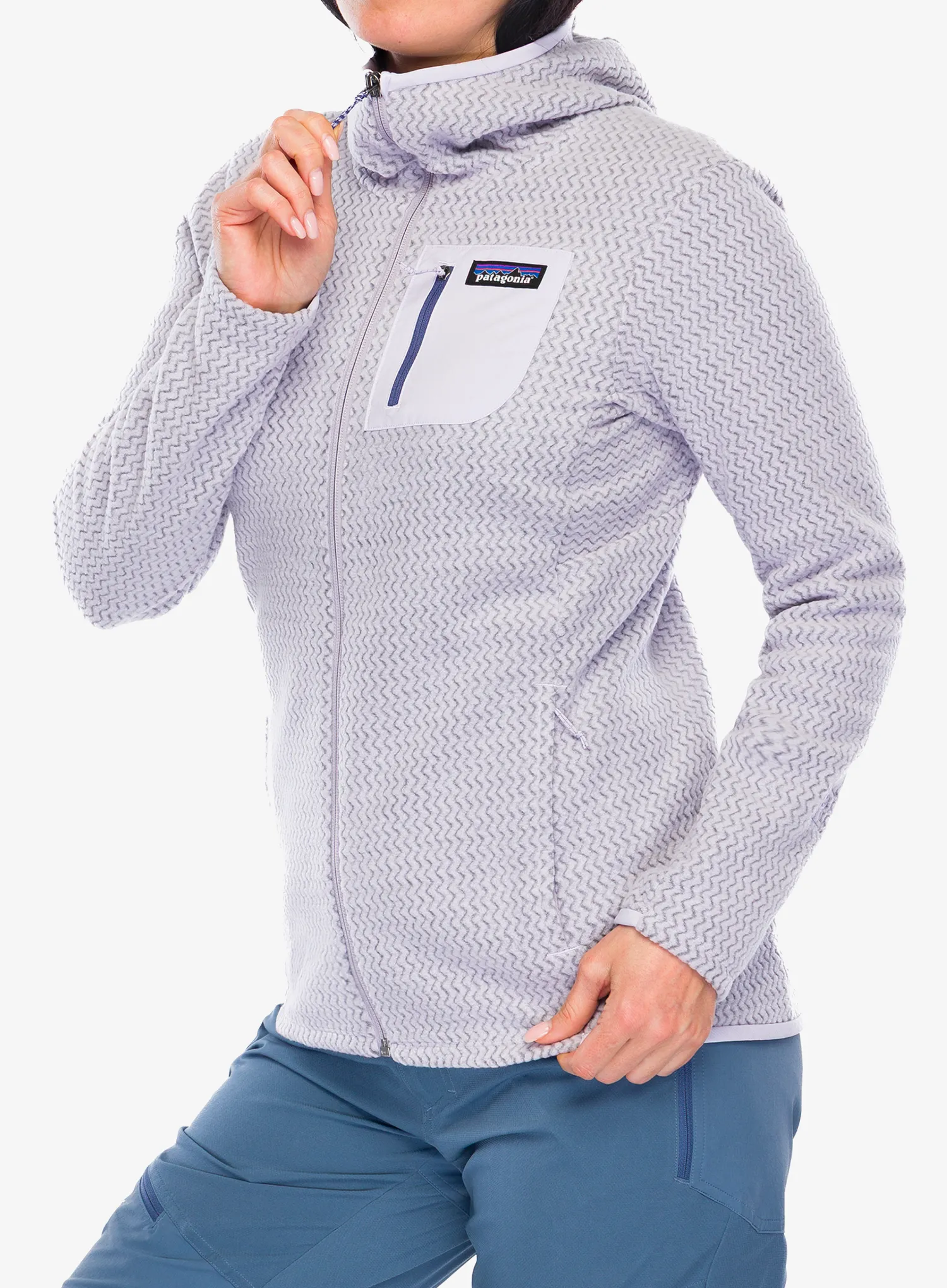 Džemperis su gobtuvu moteriškas Patagonia R1 Air Full-Zip Hoody - foxglove purple