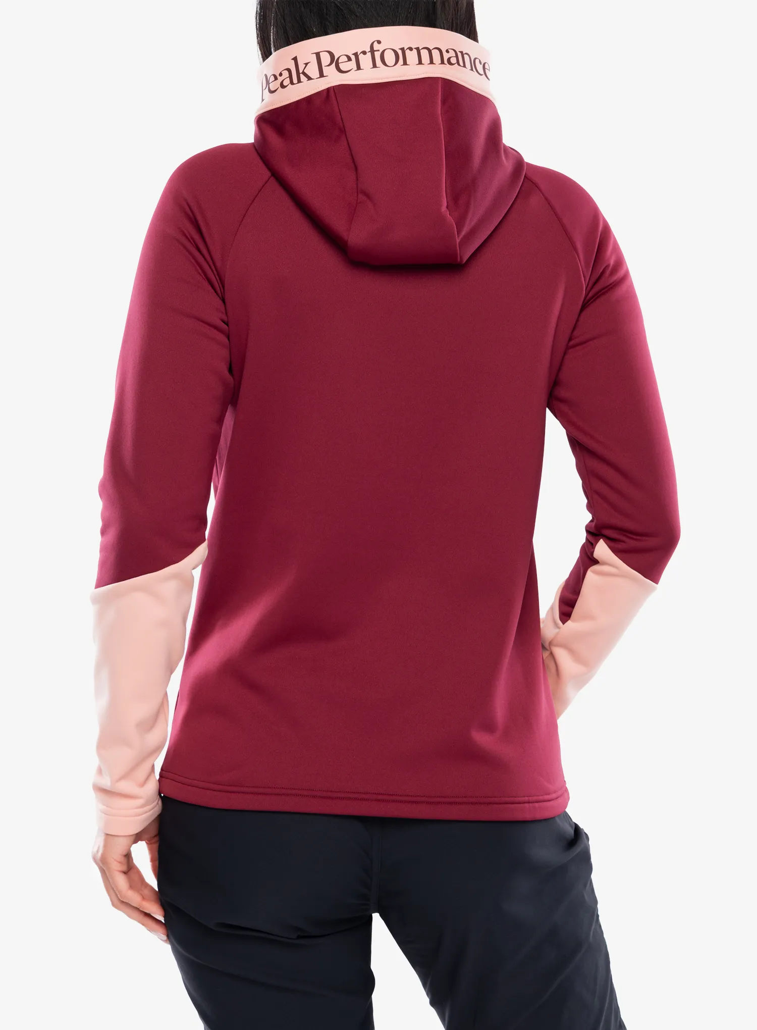 Džemperis su gobtuvu moteriškas Peak Performance Rider Essentials Zip Hood - vertical zenith/peach fuzz