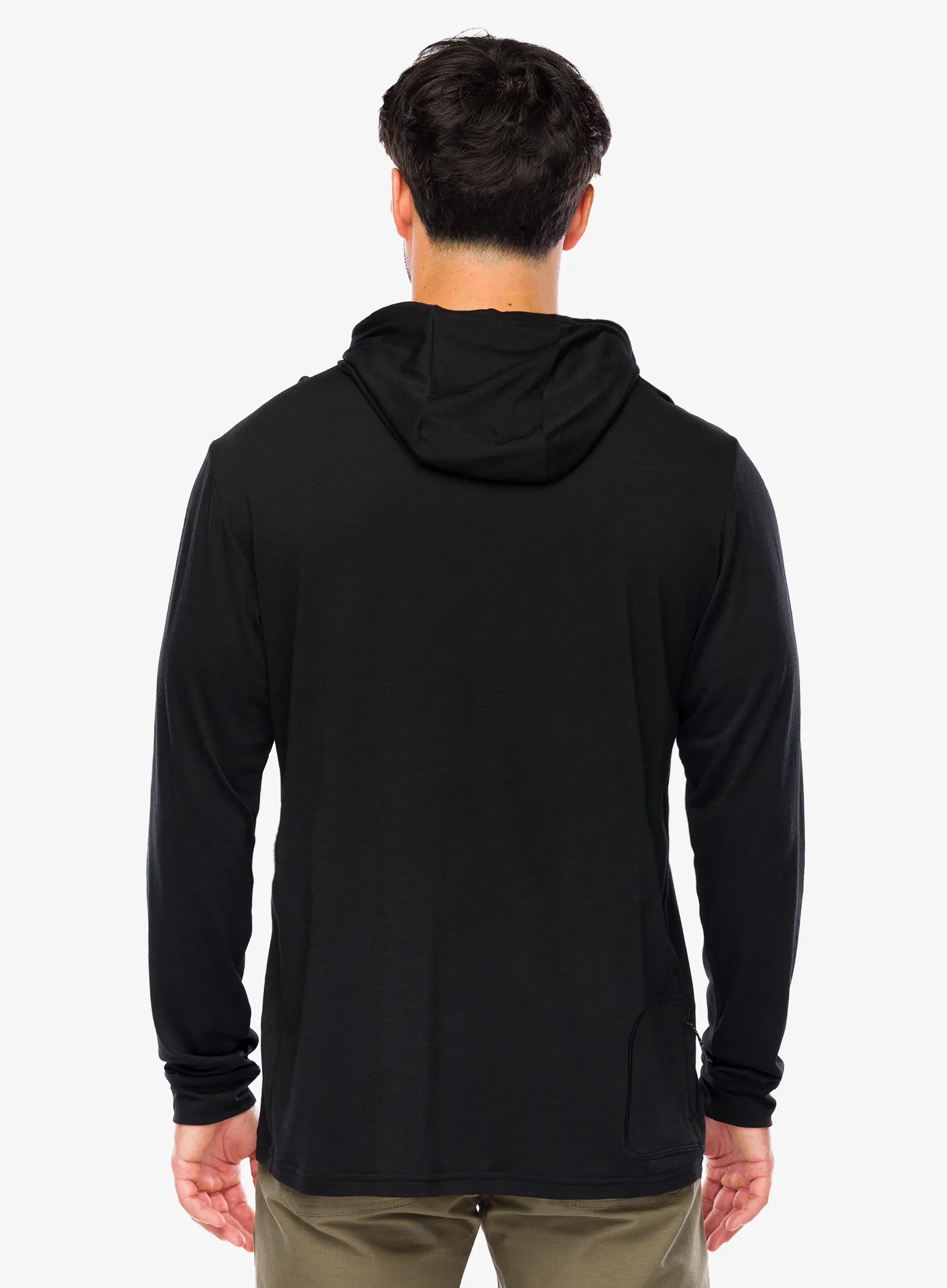 Džemperis su gobtuvu Mons Royale Pivot Merino Long Sleeve Hood - black