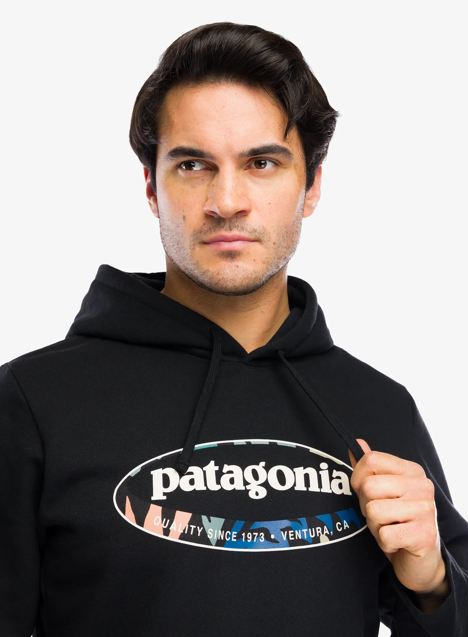 Džemperis su gobtuvu Patagonia 95 Oval Logo Uprisal Hoody - black: kaleido