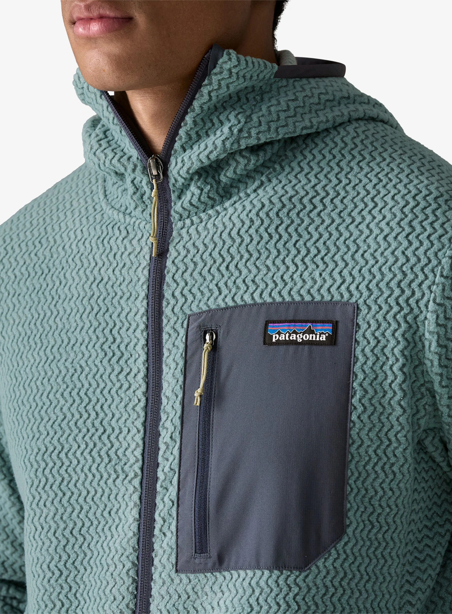 Džemperis su gobtuvu Patagonia R1 Air Full-Zip Hoody - blue sage