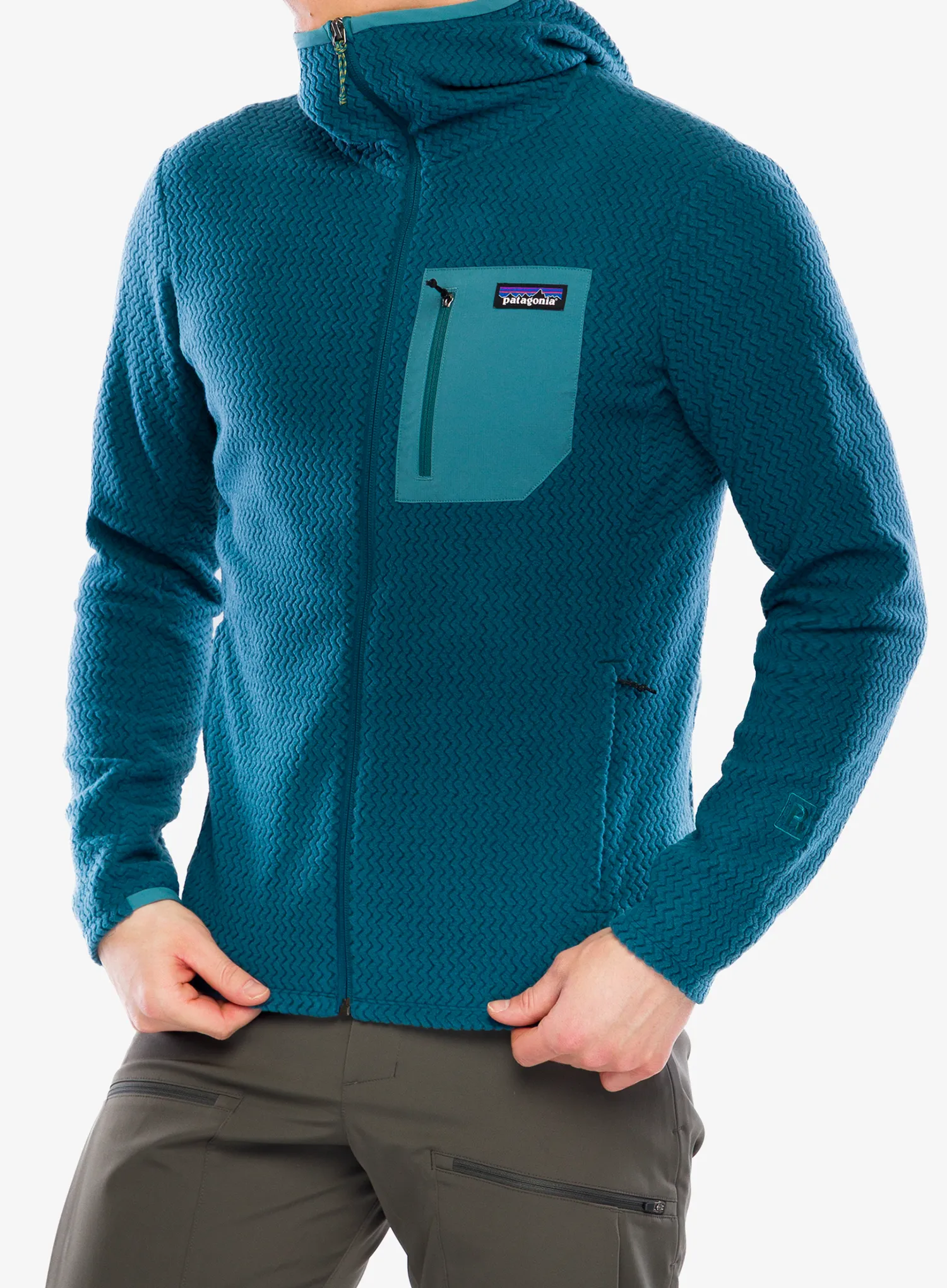 Džemperis su gobtuvu Patagonia R1 Air Full-Zip Hoody - tidal teal
