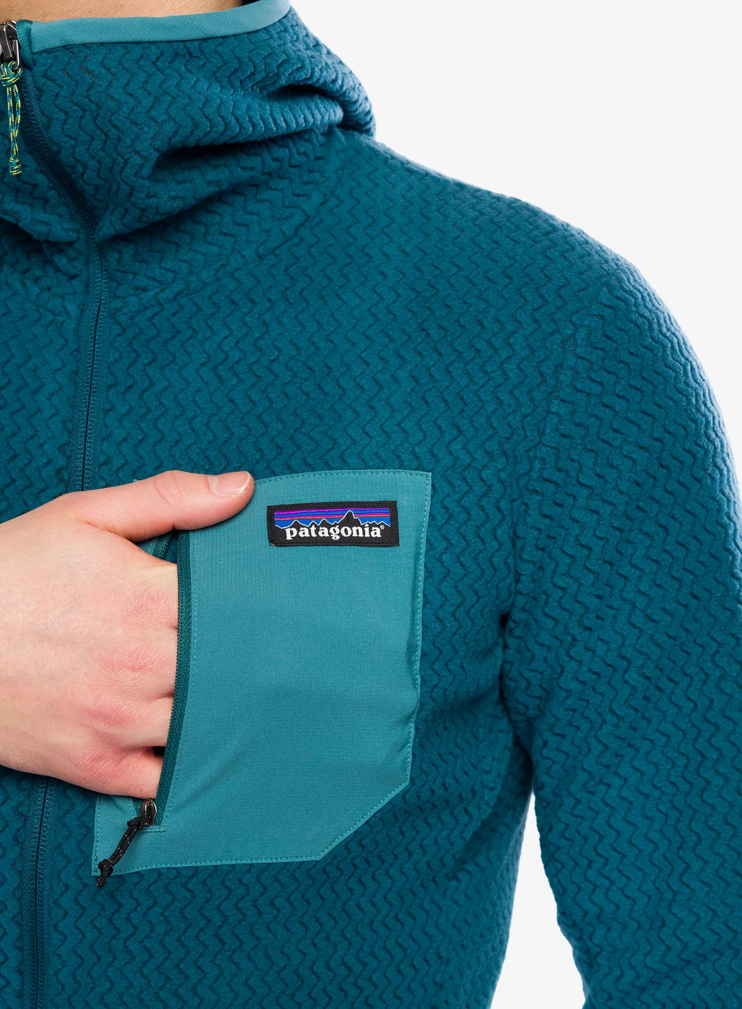 Džemperis su gobtuvu Patagonia R1 Air Full-Zip Hoody - tidal teal