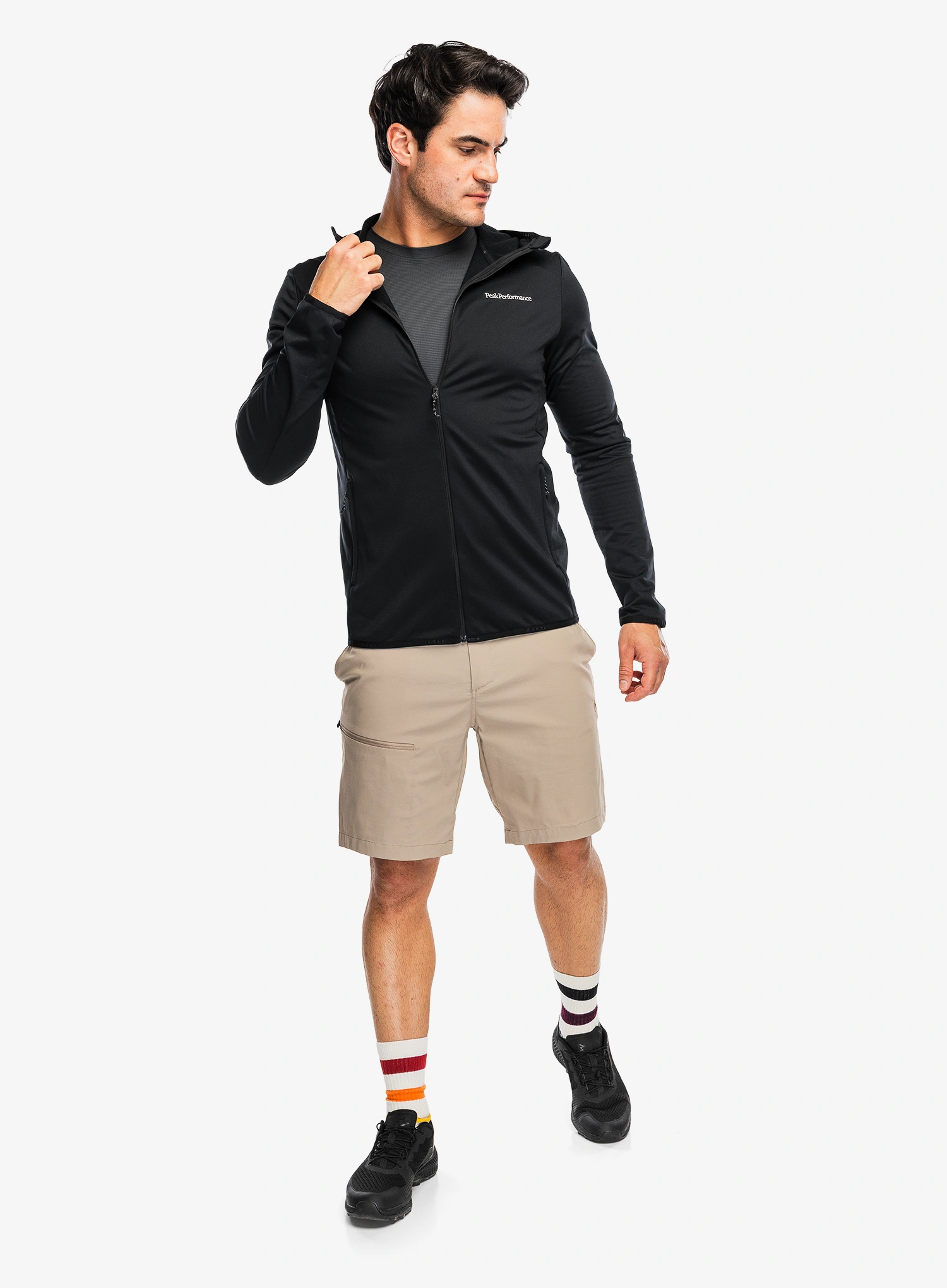 Džemperis su gobtuvu Peak Performance Light Zip Hood - black