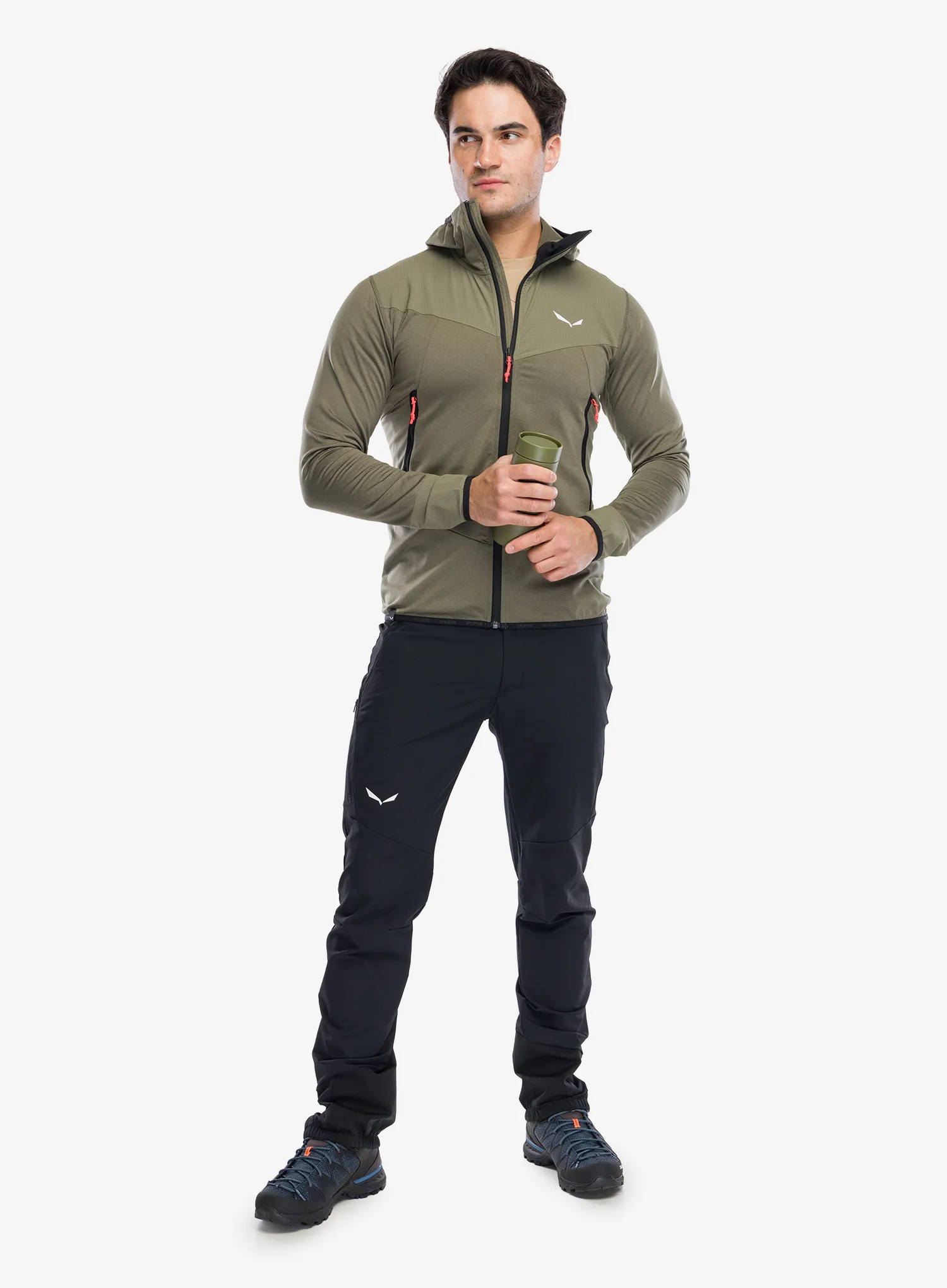 Džemperis su gobtuvu Salewa Agner Hybrid Polarlite Durastretch FZ Hooded - faded green