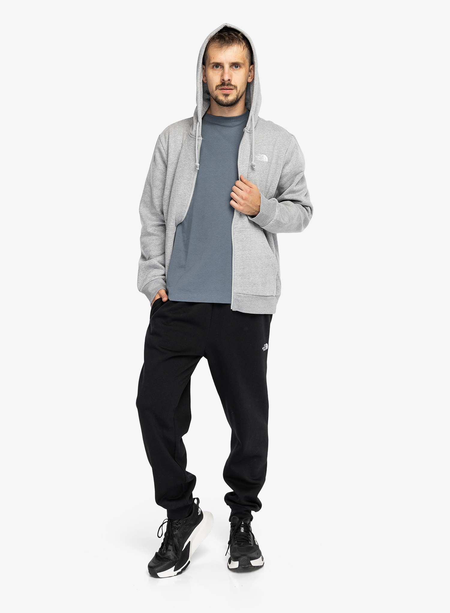 Džemperis su gobtuvu The North Face Evolution Simple Dome Regular Full Zip - pale grey heather