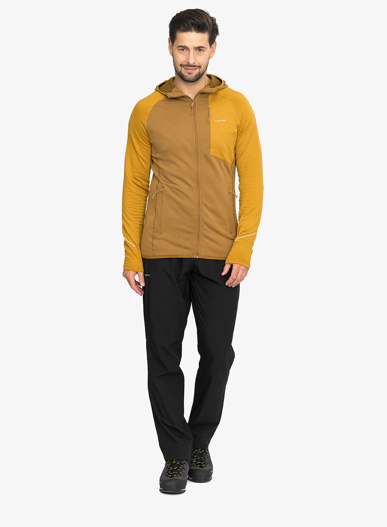 Džemperis su gobtuvu Viking Birger Hoodie - light brown/yellow