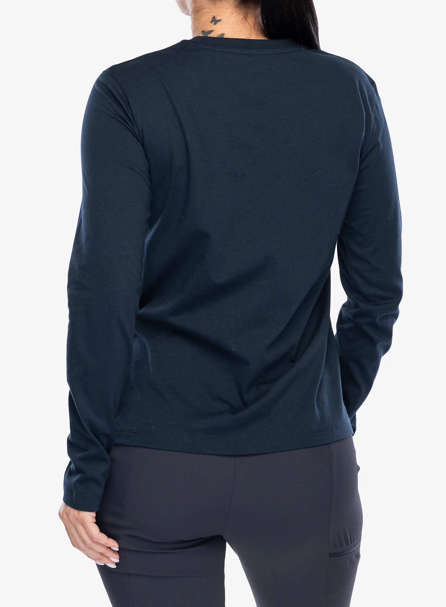 Moteriški marškiniai ilgomis rankovėmis Fjallraven 1960 Logo T-shirt LS - dark navy