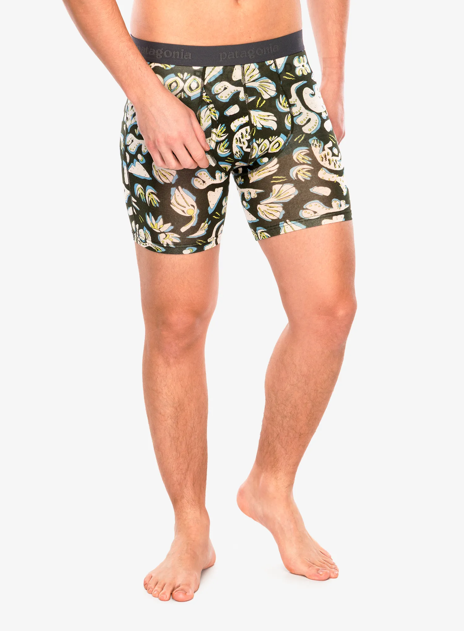 Termoaktyvūs šortukai Patagonia Essential Boxer Briefs 6 in - across ocean/pine needle green