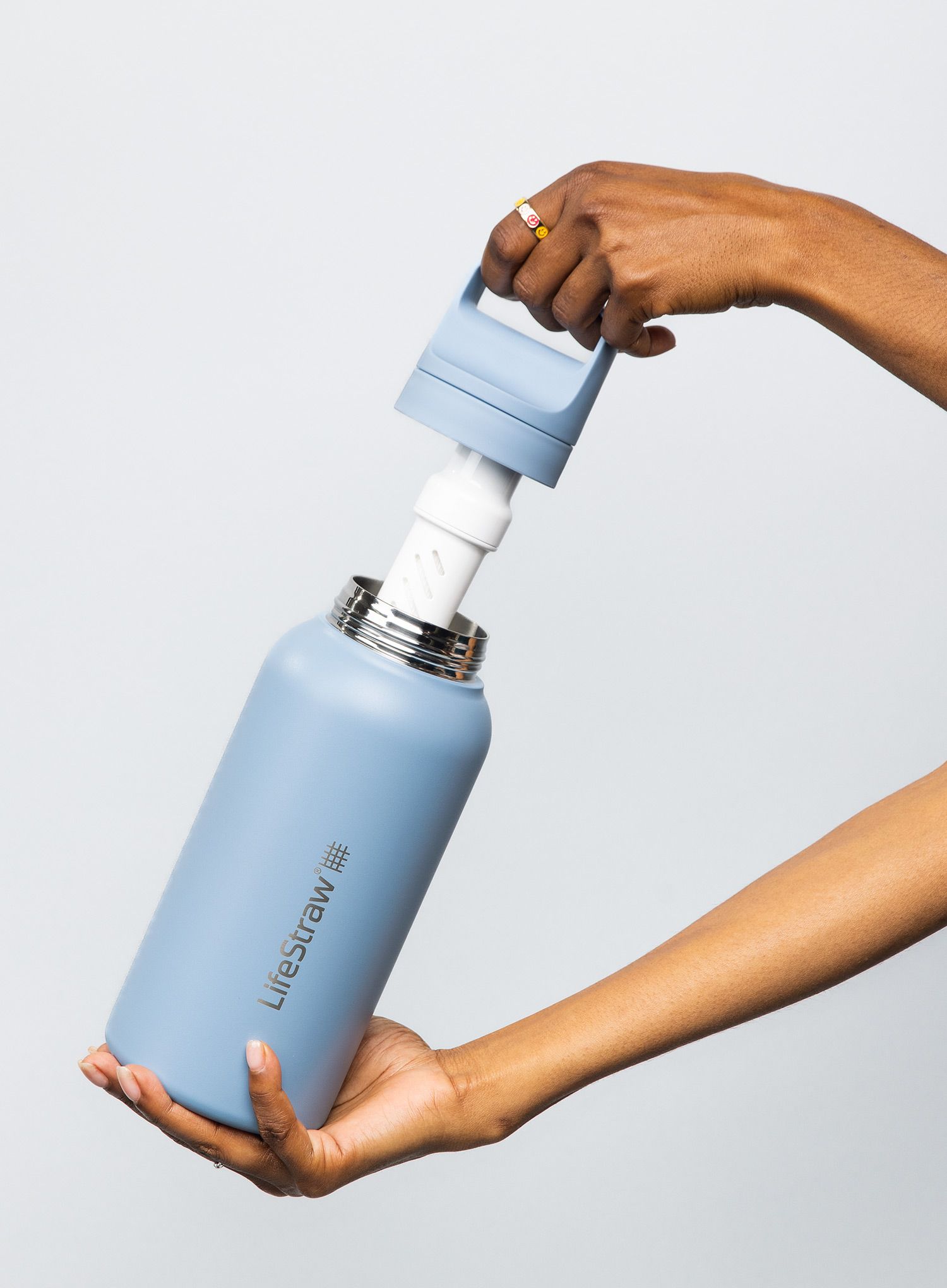 Butelis su filtru Lifestraw Go 2.0 Stainless Steel Water Filter 1L - icelandic blue