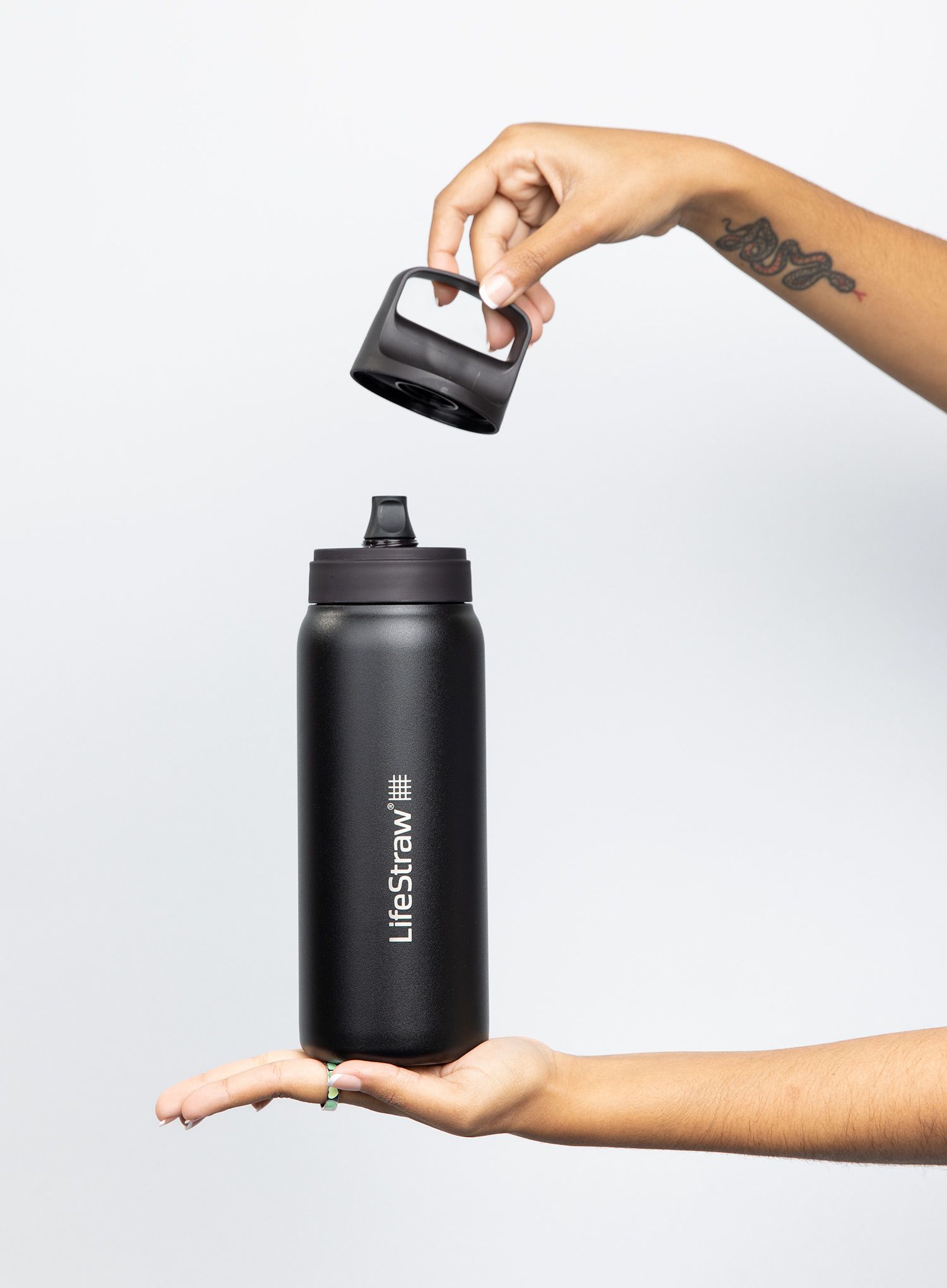 Butelis su filtru Lifestraw Go 2.0 Stainless Steel Water Filter 24 oz (710 ml) - black
