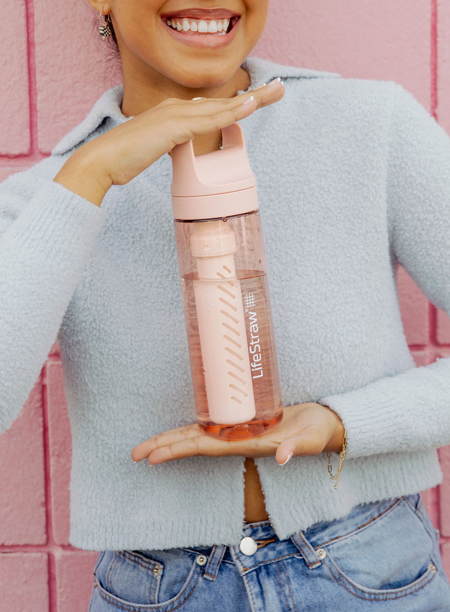Butelis su filtru Lifestraw Go 2.0 Water Filter 22 oz (650 ml) - cherry blossom pink
