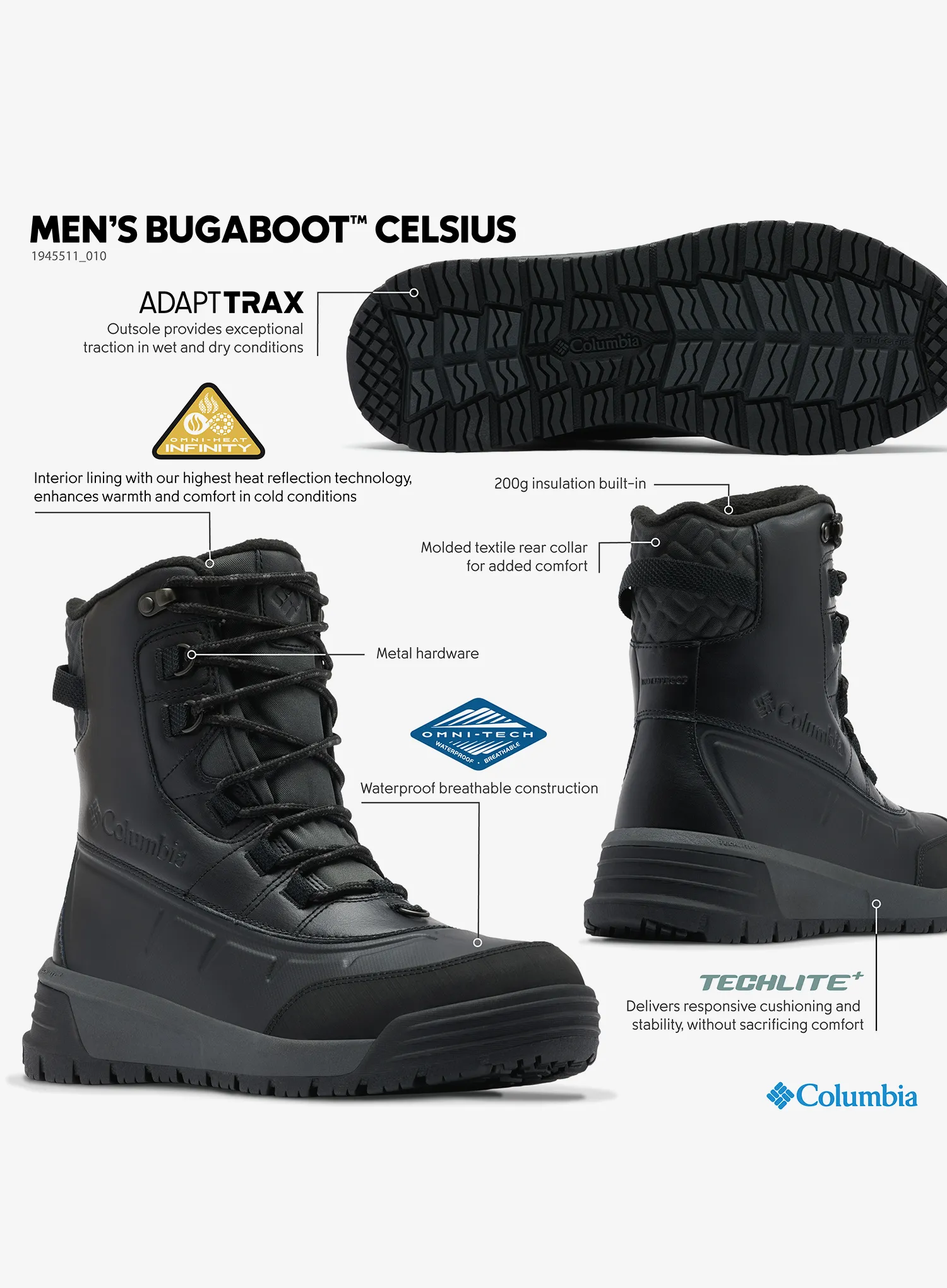 Vyriški žieminiai batai Columbia Bugaboot Celsius - black/shark