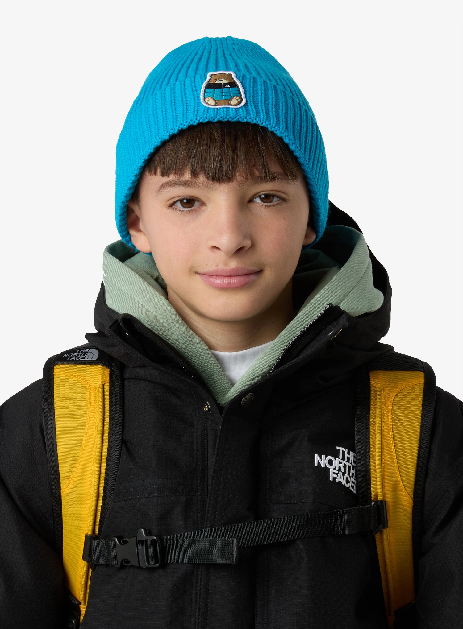 Kepurė vaikams The North Face Logo Box Cuffed Beanie - meridian blue/bear patch