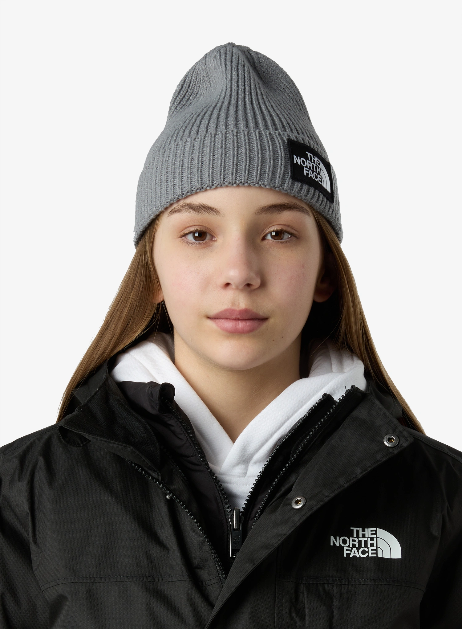 Vaikiška kepurė The North Face Logo Box Cuffed Beanie - tnf medium grey heather