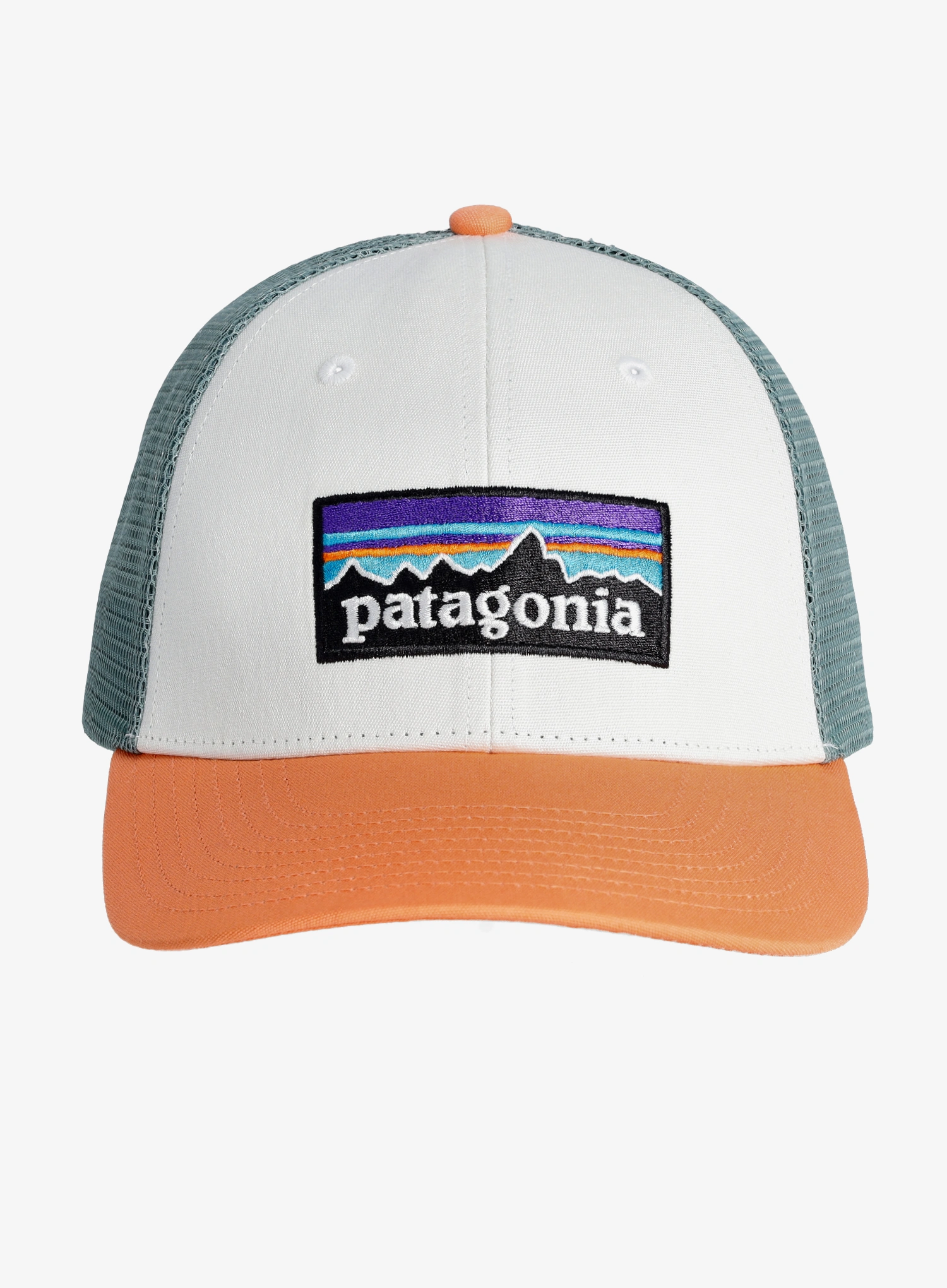 Kepurė su snapeliu Patagonia P-6 Logo LoPro Trucker Hat - white w/peach sherbet