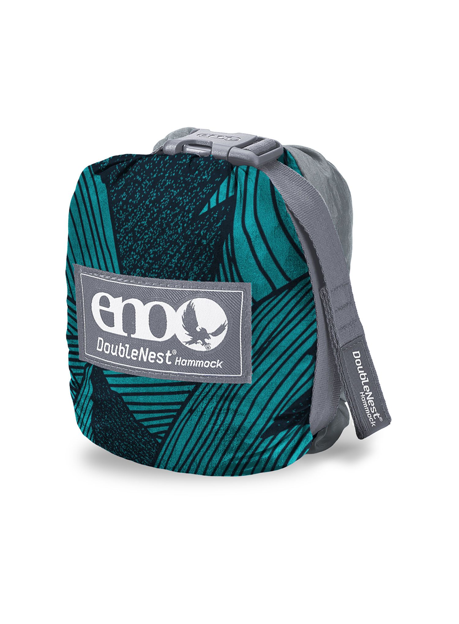 Turistinis hamakas dvivietis ENO DoubleNest Print Hammock - mountains to sea/grey