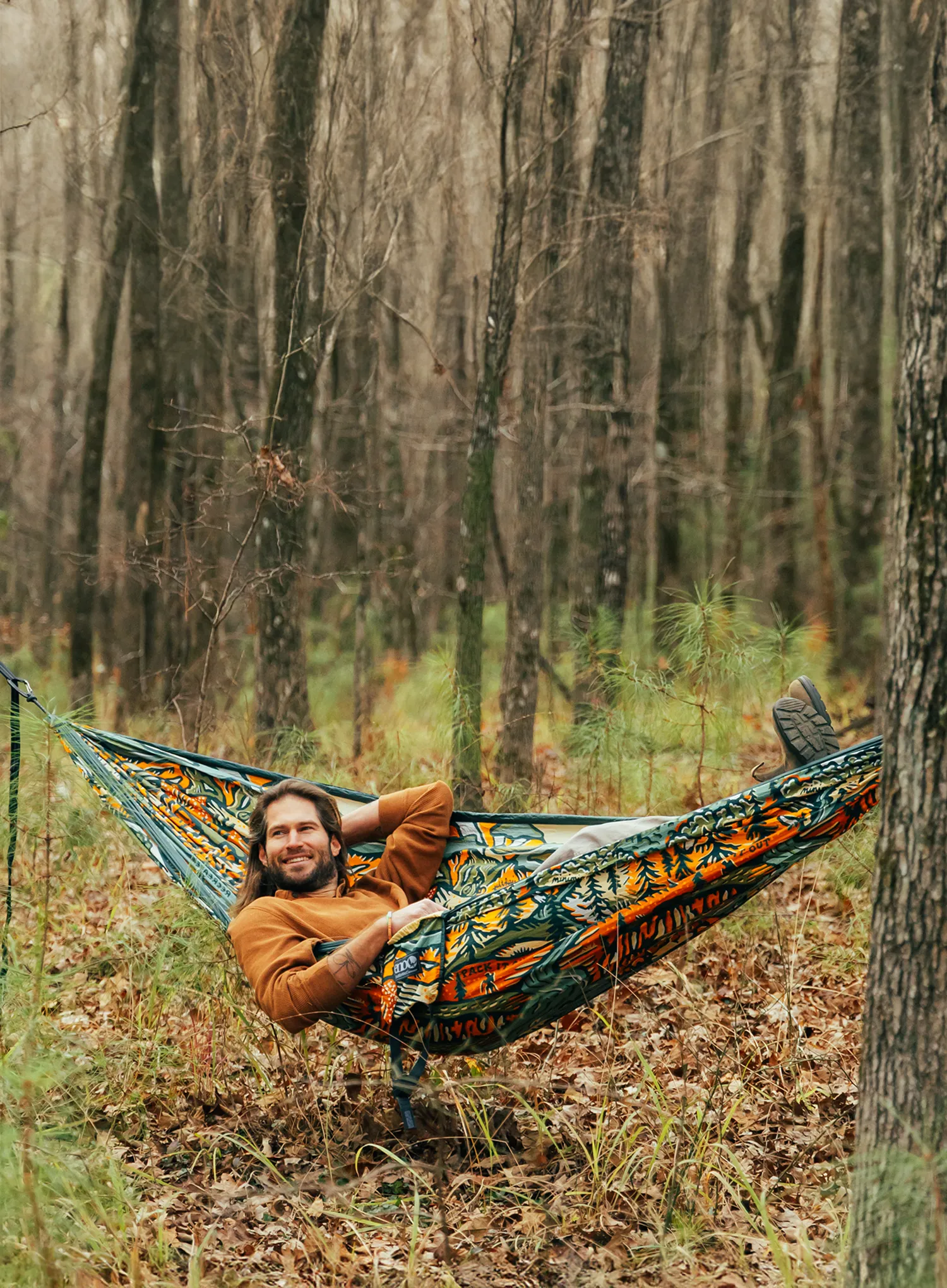Turistinis hamakas dvivietis ENO DoubleNest Print - Giving Back Hammock - keep it wild/spruce