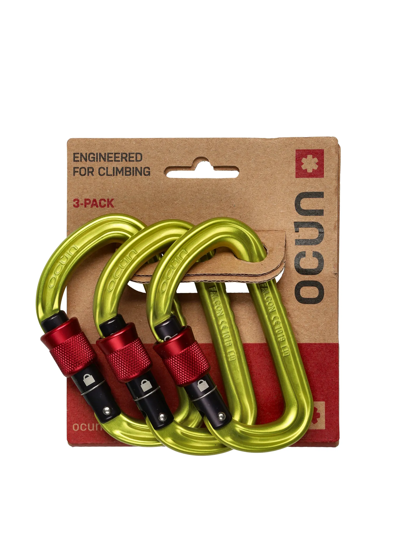 Karabinai Ocun Falcon Screw 3-Pack - green