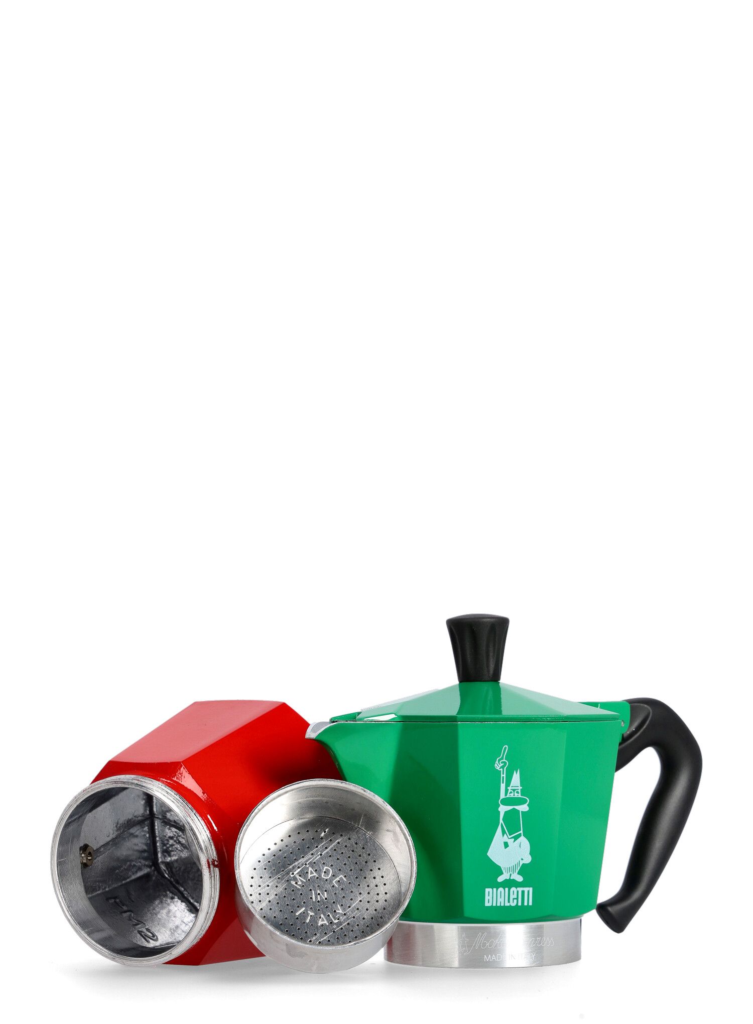 Turistinis kavos virimo aparatas Bialetti Moka Express Italia 3TZ - red/grn