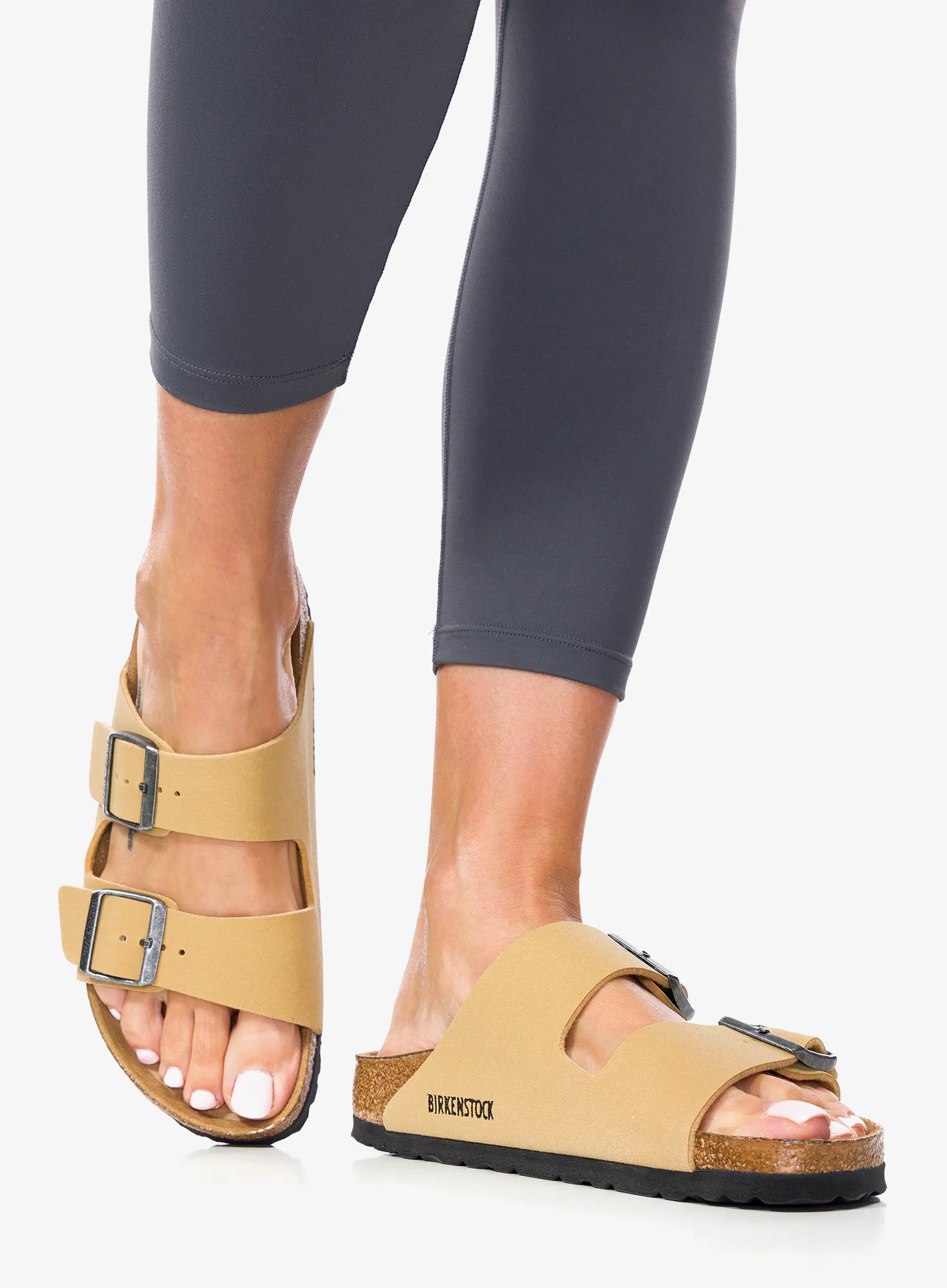 Moteriškos šlepetės Birkenstock Arizona Birko-Flor Nubuk - latte cream