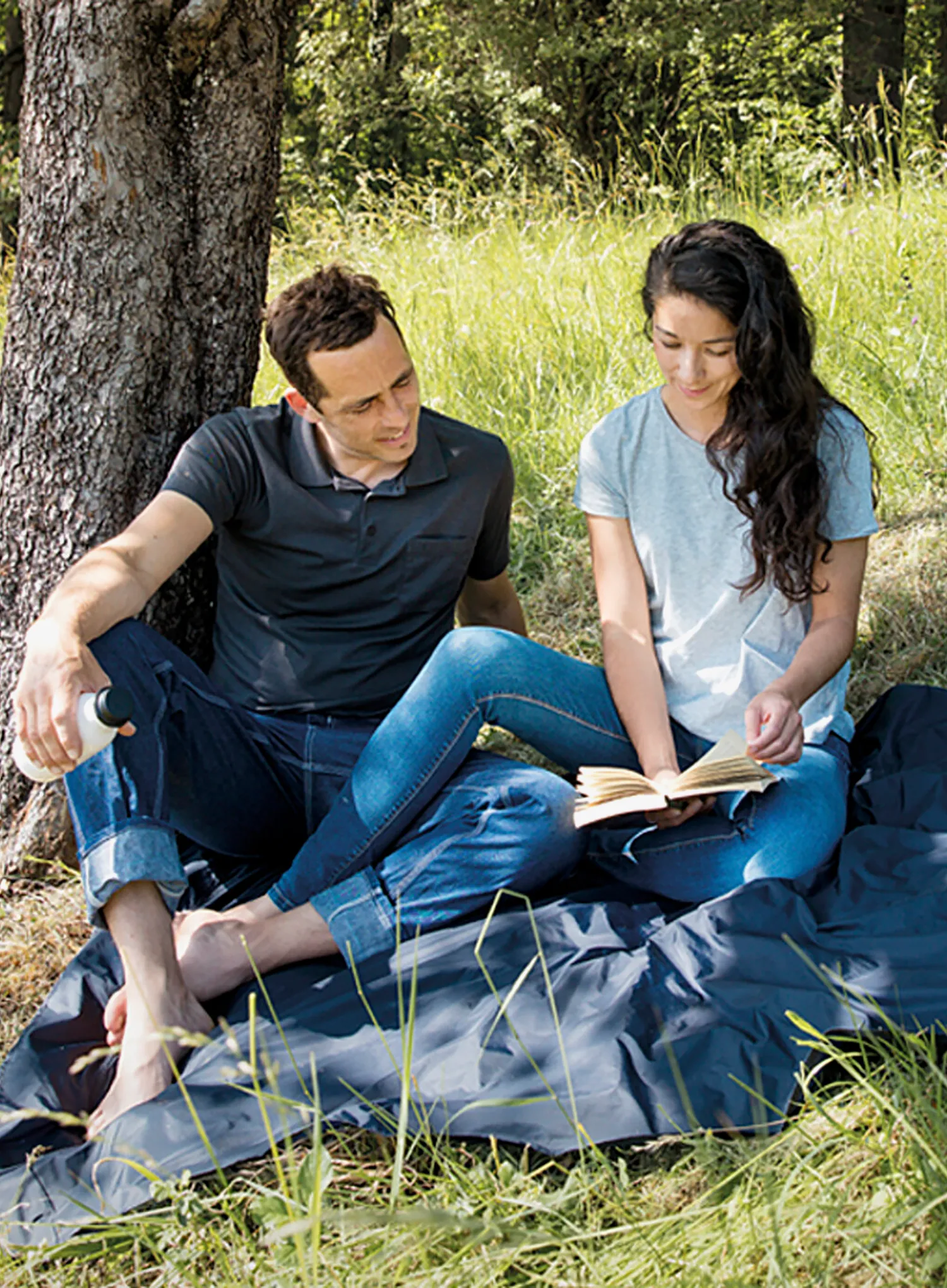 Pledas Cocoon Picnic/Outdoor/Festival Blanket - midnight blue/blue