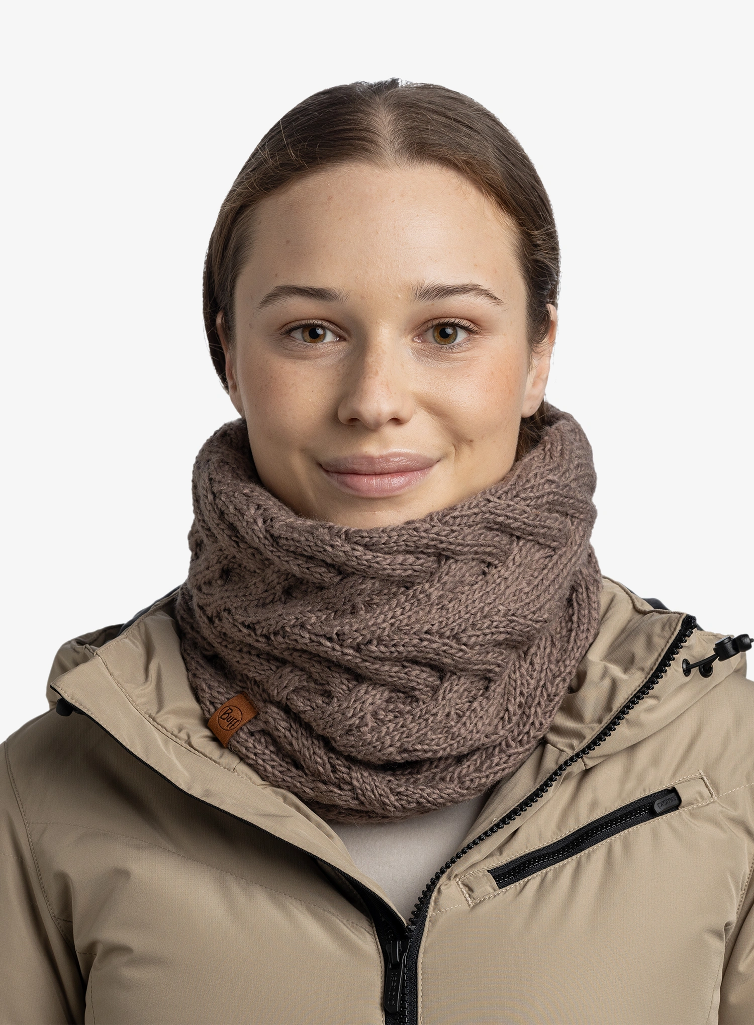Kaklo mova Buff Knitted&Fleece Neckwarmer Caryn - cobblestone