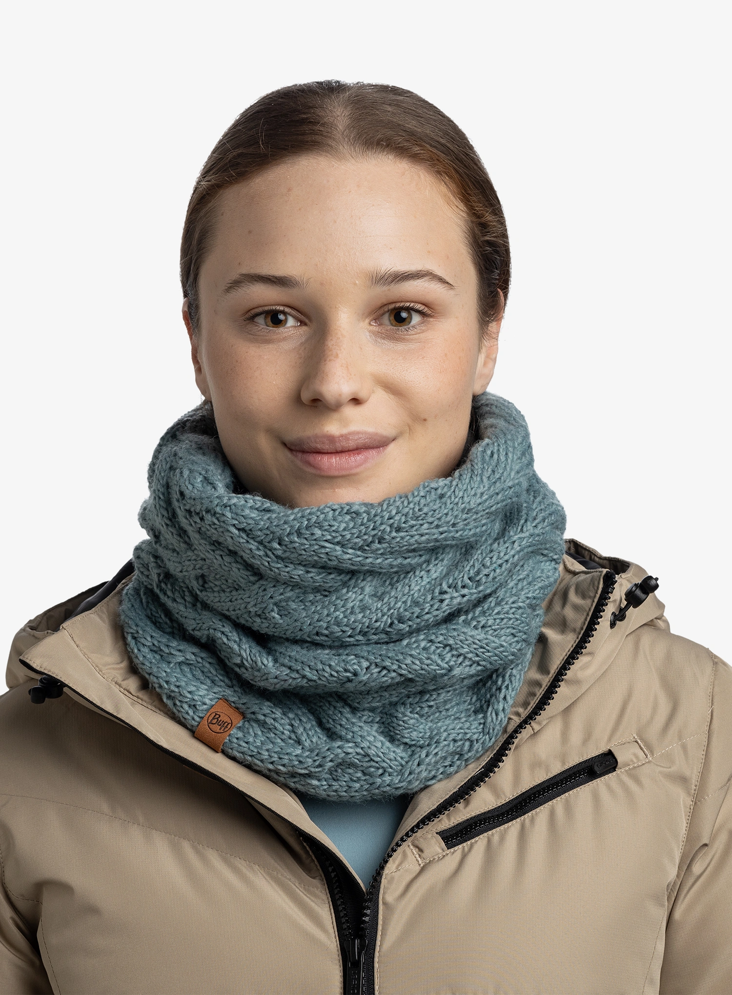 Kaklo mova moterims Buff Knitted&Fleece Neckwarmer Caryn - blue glass