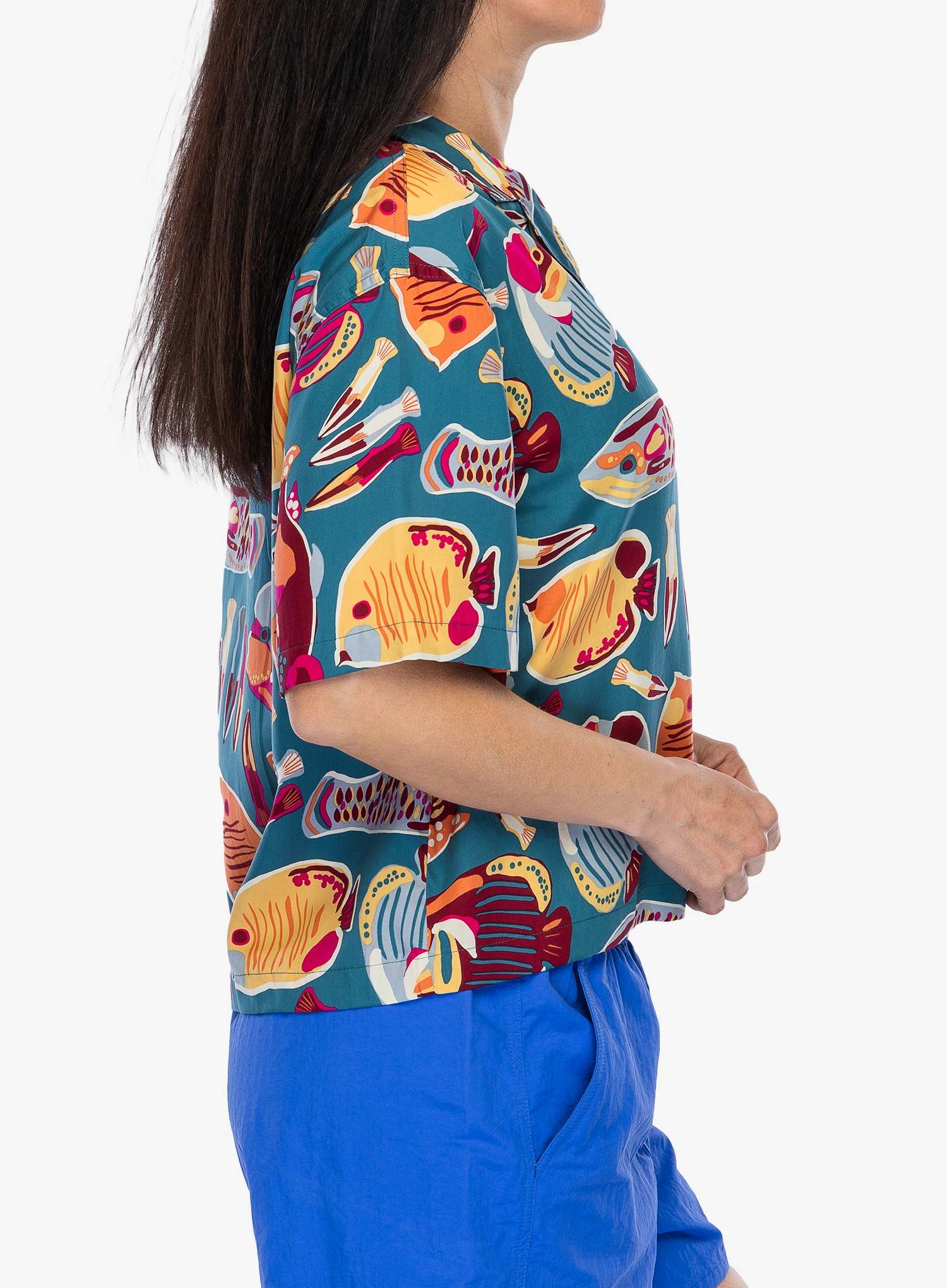 Moteriški marškinėliai Patagonia Tidal Threads Shirt - wrasse/wetland blue