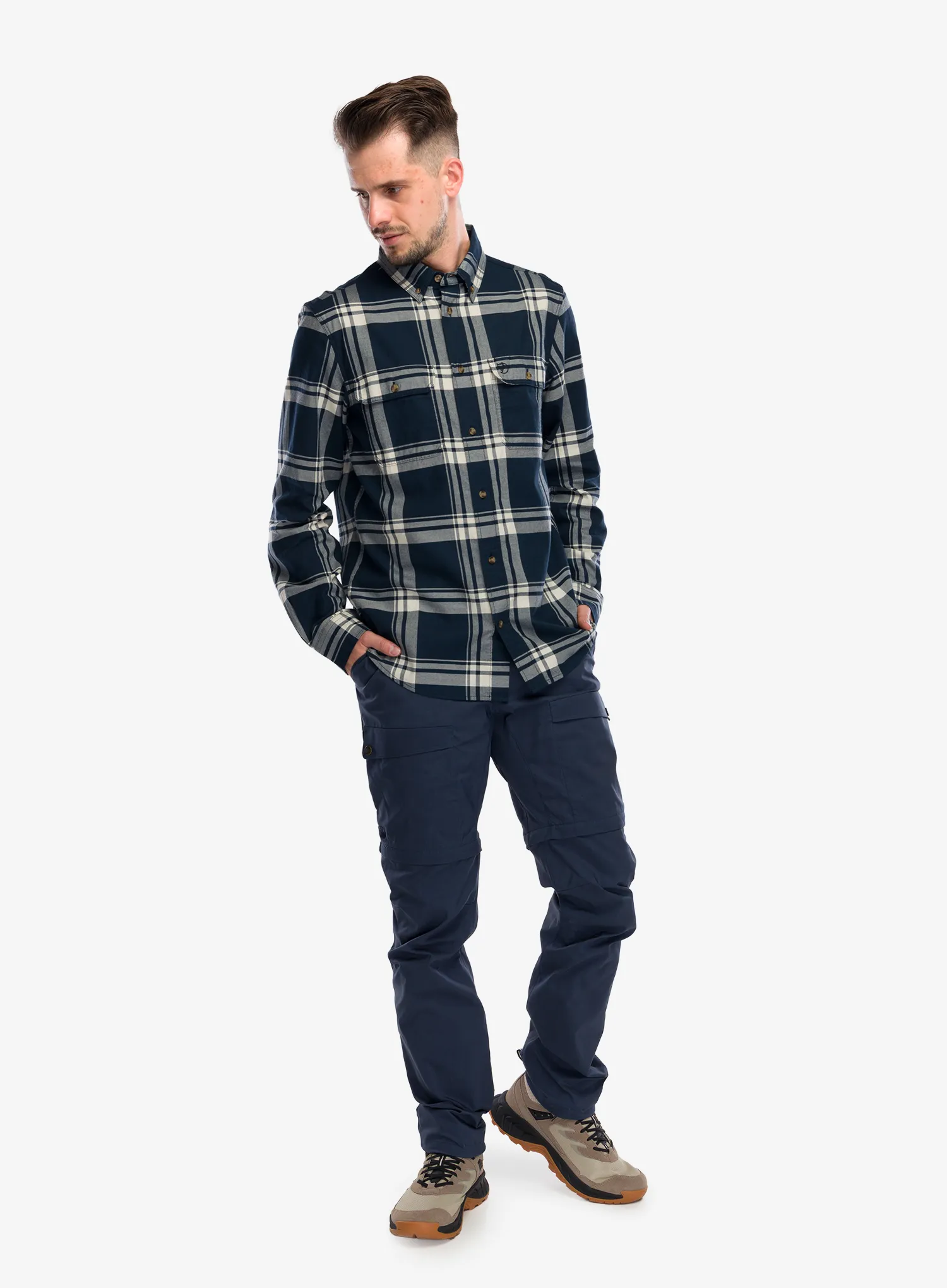 Marškiniai Fjallraven Ovik Lite Flannel Shirt - dark navy/chalk white