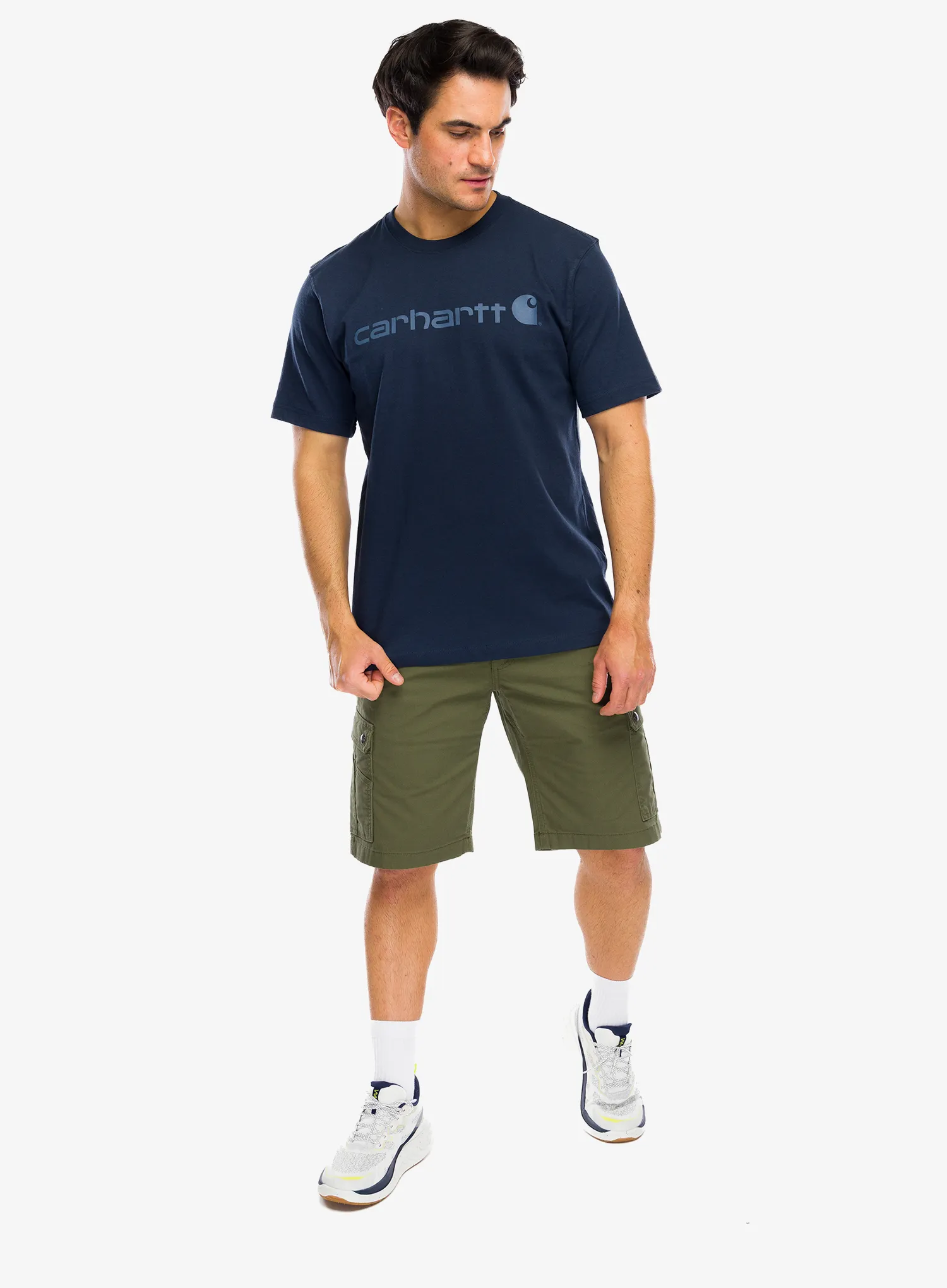 Medvilniniai marškinėliai Carhartt Dearborn Relaxed Logo T-Shirt - navy/dark blue