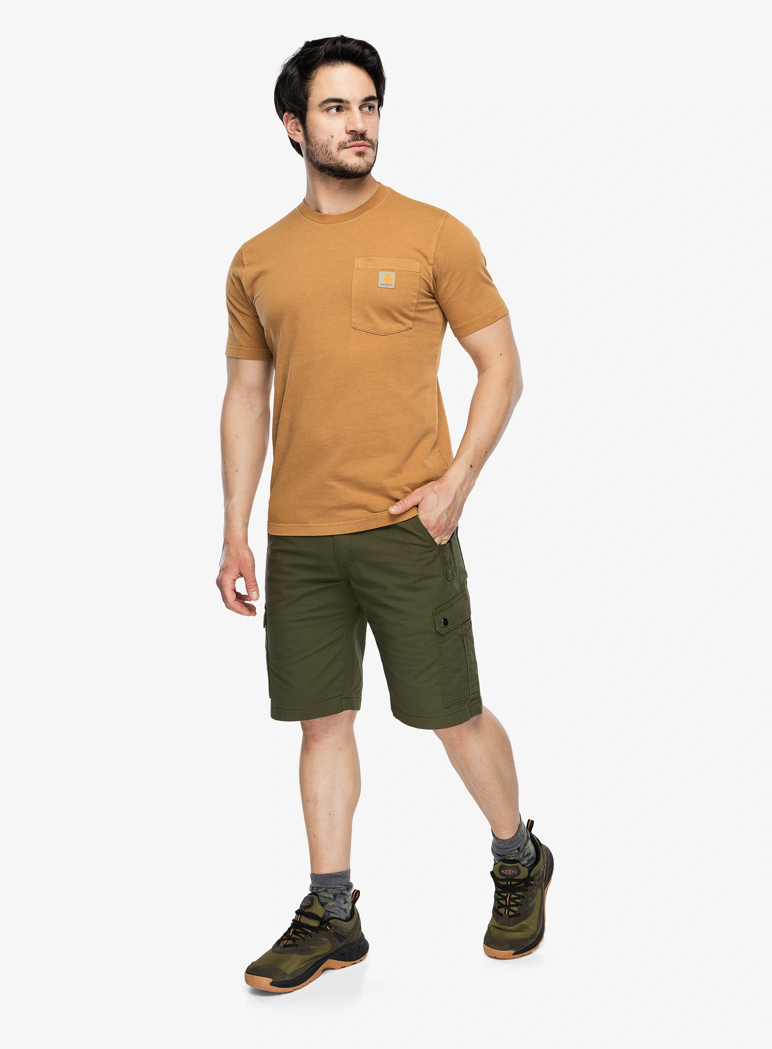 Medvilniniai marškinėliai Carhartt Irvine Relaxed Garment Dyed T-Shirt - carhartt brown