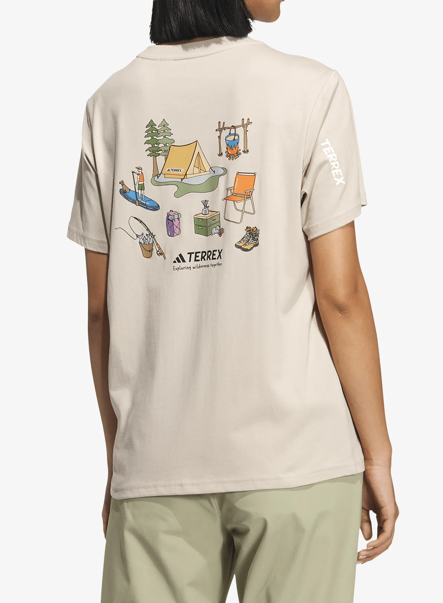 Medvilniniai marškinėliai moterims adidas TERREX Xploric Polygiene Graphic T-shirt - wonder taupe