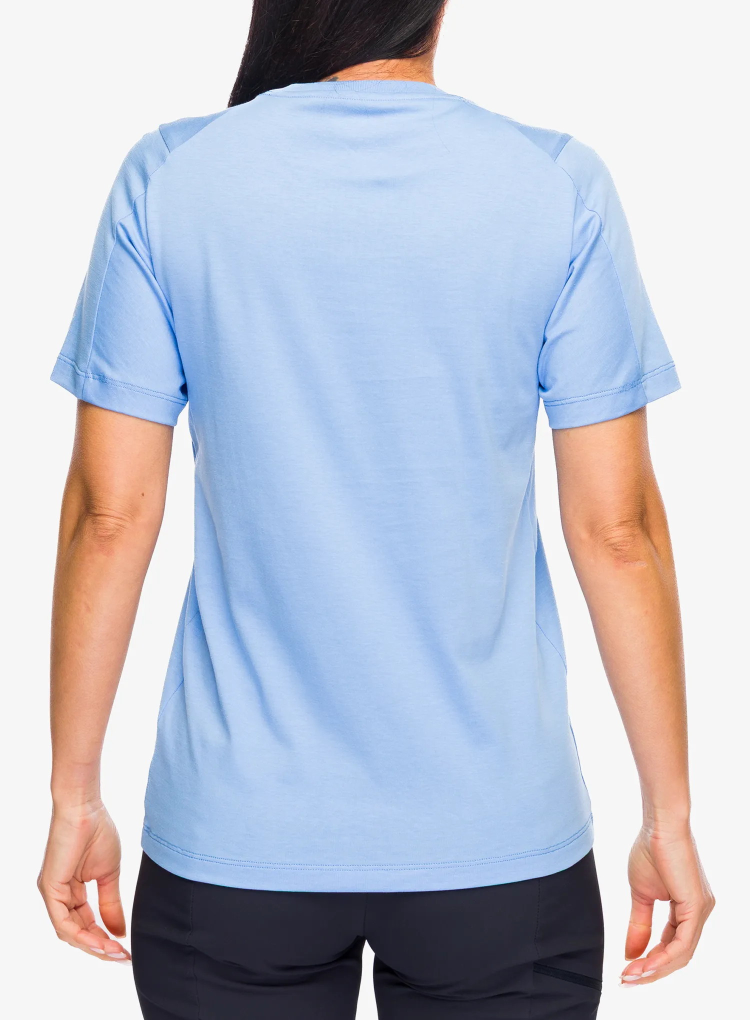 Medvilniniai marškinėliai moterims Arcteryx Kragg SL Cotton Emblem Crew SS - glacial